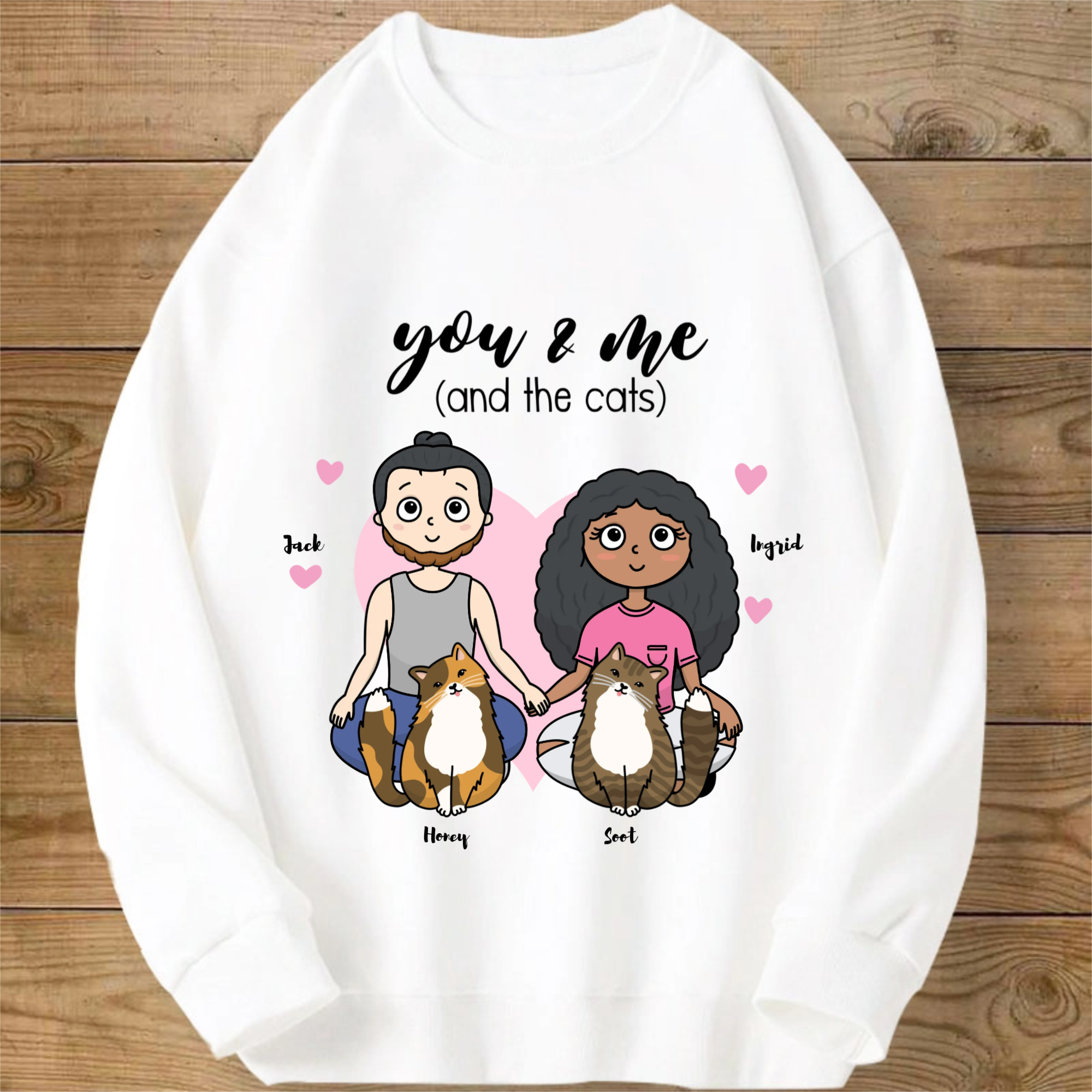 You & Me and The Cats Custom Sweatshirt, Unisex Gift for Couples, Pet Lovers, Perfect for Valentine’s Day, Anniversary, Cat Owner Celebration