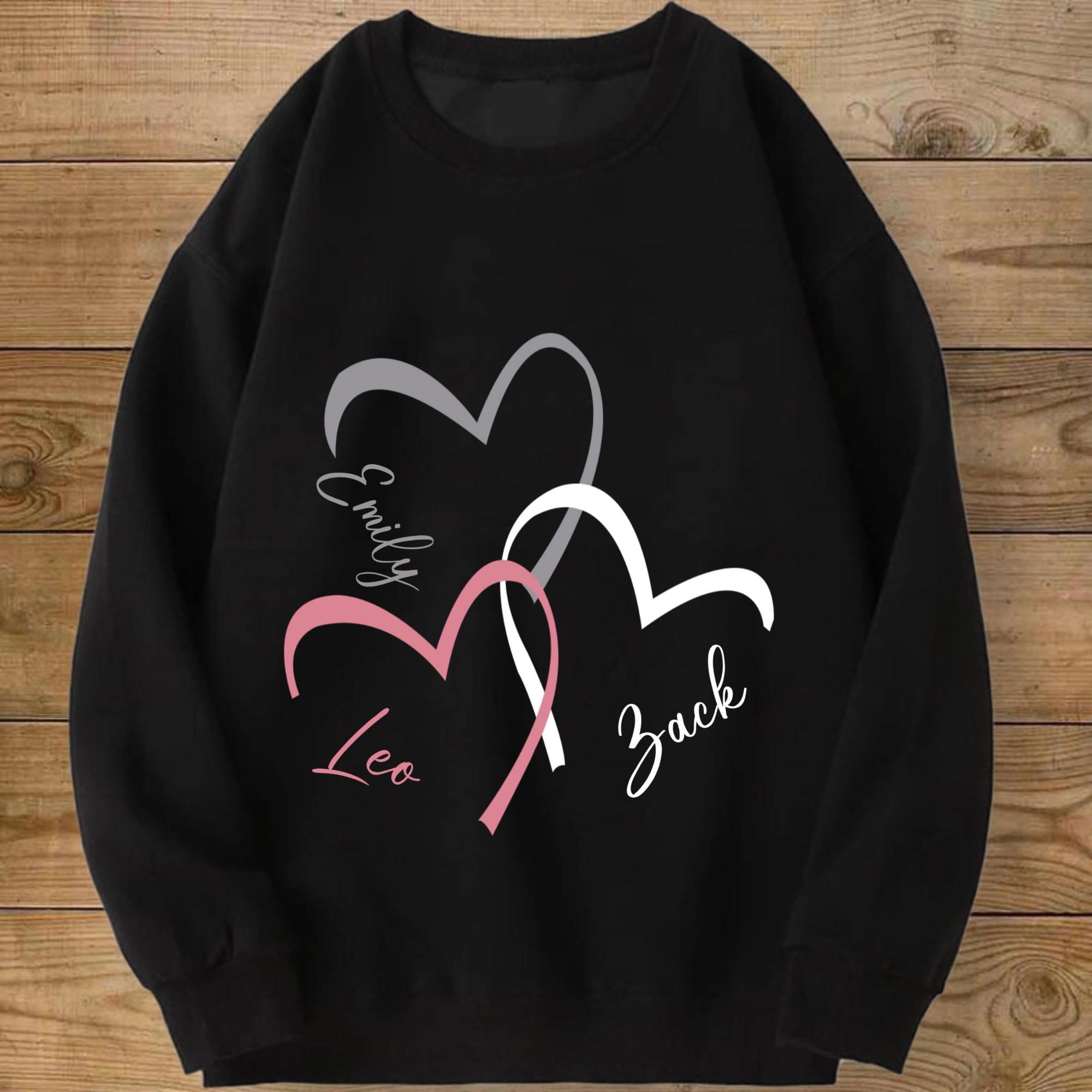 Overlapping Heart-Shaped Pattern Personalized Sweatshirt, Gift for Couples, Families, Friends, Perfect for Valentine’s Day, Anniversaries, Special Occasions, Unisex Fit