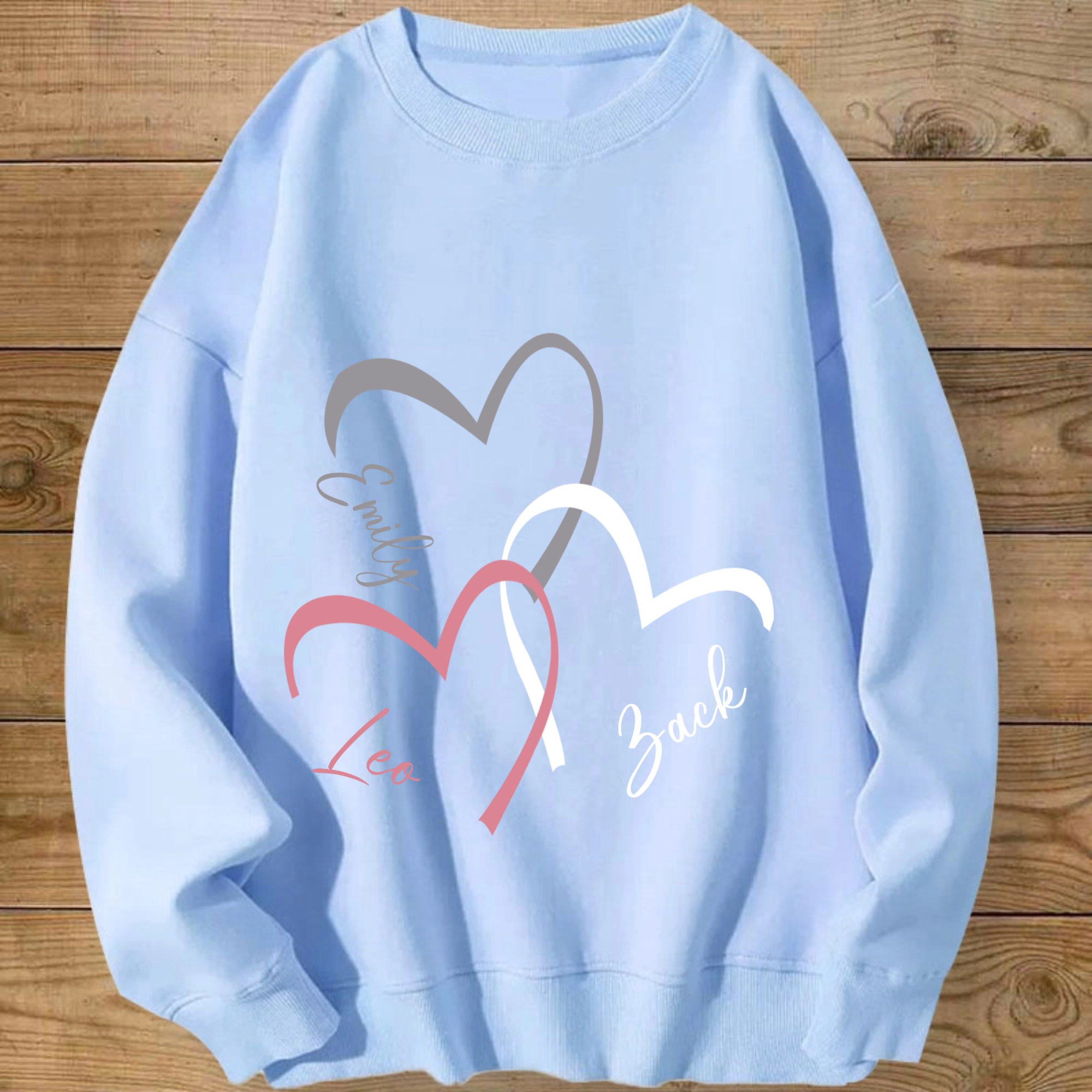 Overlapping Heart-Shaped Pattern Personalized Sweatshirt, Gift for Couples, Families, Friends, Perfect for Valentine’s Day, Anniversaries, Special Occasions, Unisex Fit