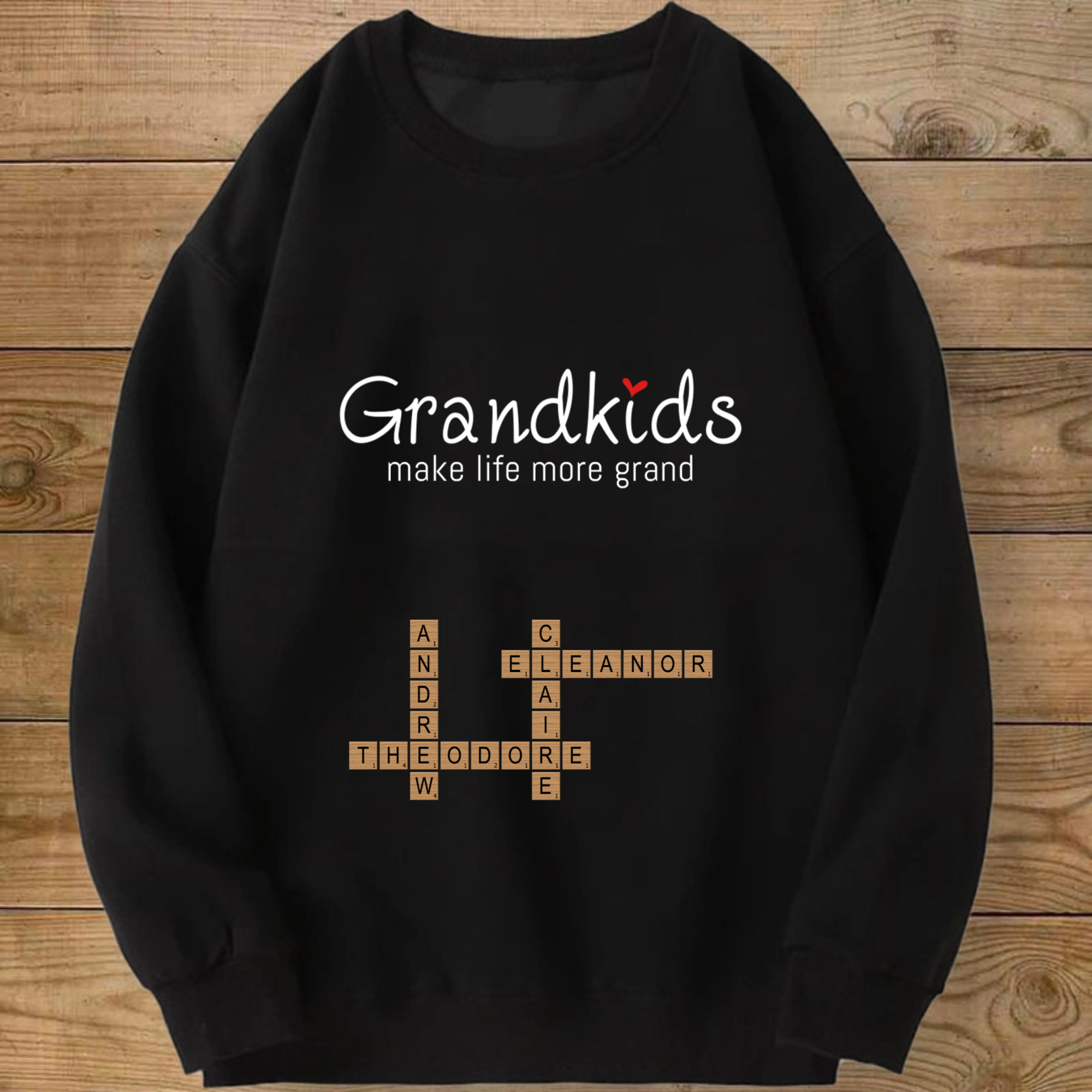 Grandkids Make Life More Grand Personalized Sweatshirt, Perfect for Valentine’s Day, Family Reunions, Grandparents Day