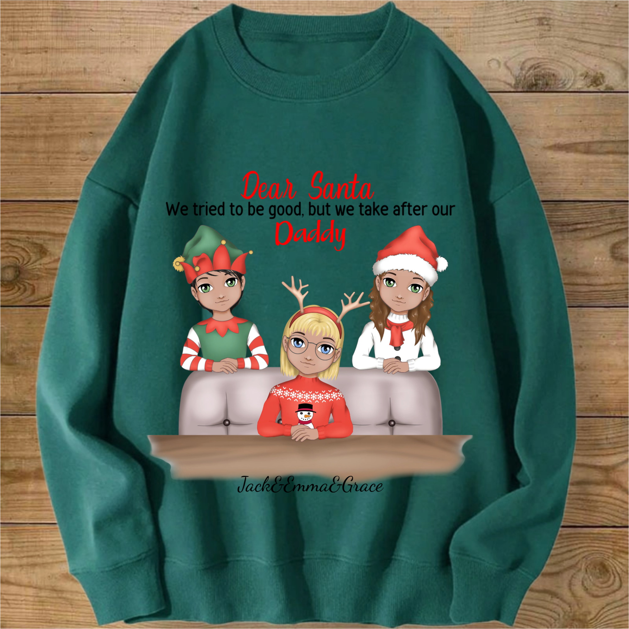 Personalized Dear Santa Sweatshirt, Custom I Tried to Be Good Kids Christmas Pullover for Nieces & Nephews, Family Holiday Gift, 19Colors, Unisex Fit