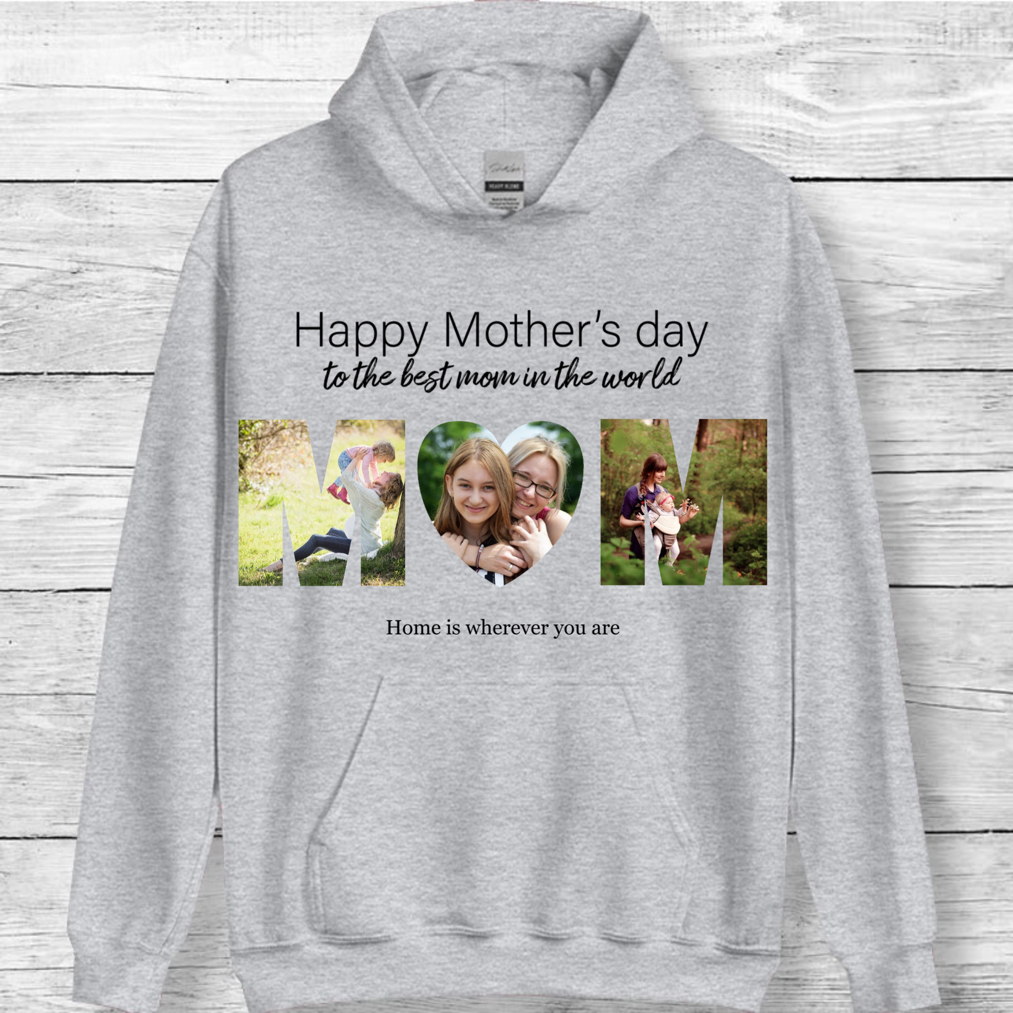 Personalized Mom Photo Hoodie, Custom Picture Gift for Mother's Day, Birthday, Unisex Fit
