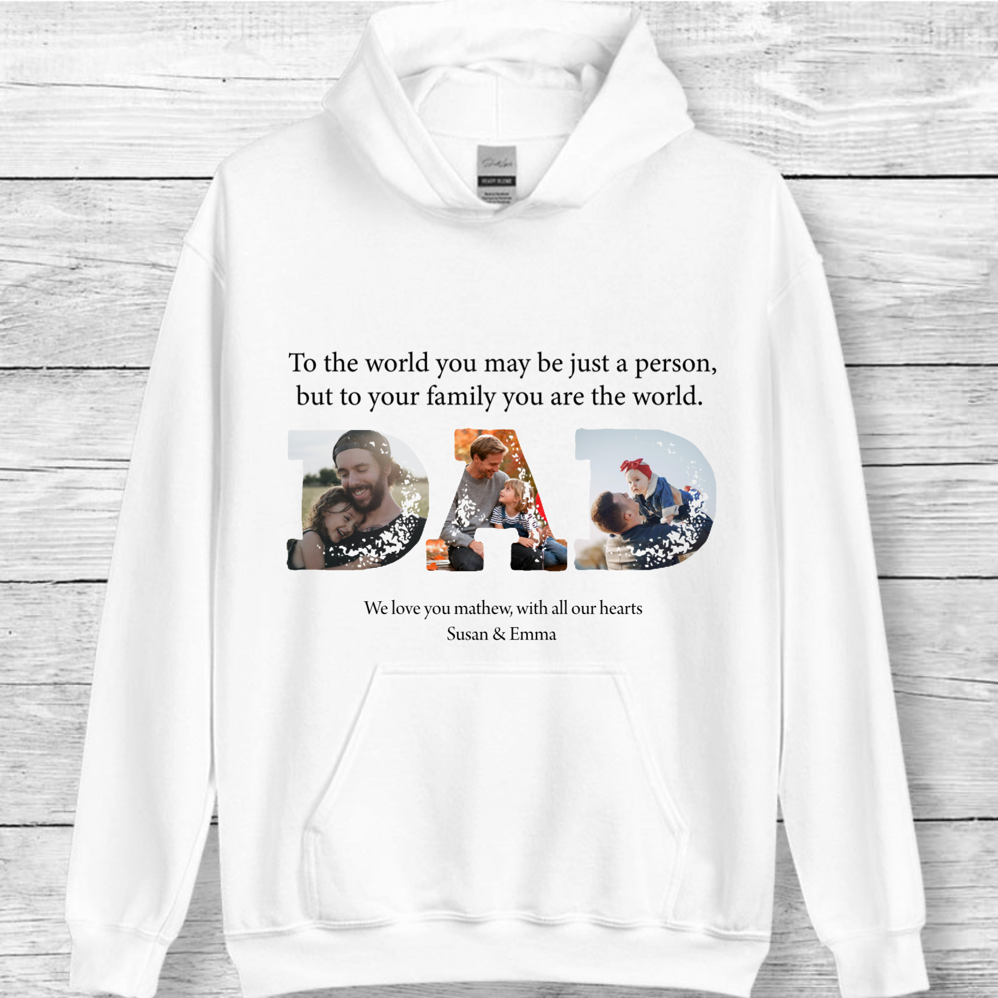 Custom Photo DAD Hoodie, Gift for Dad, Father’s Day, Birthday, Family Appreciation, Unisex Fit