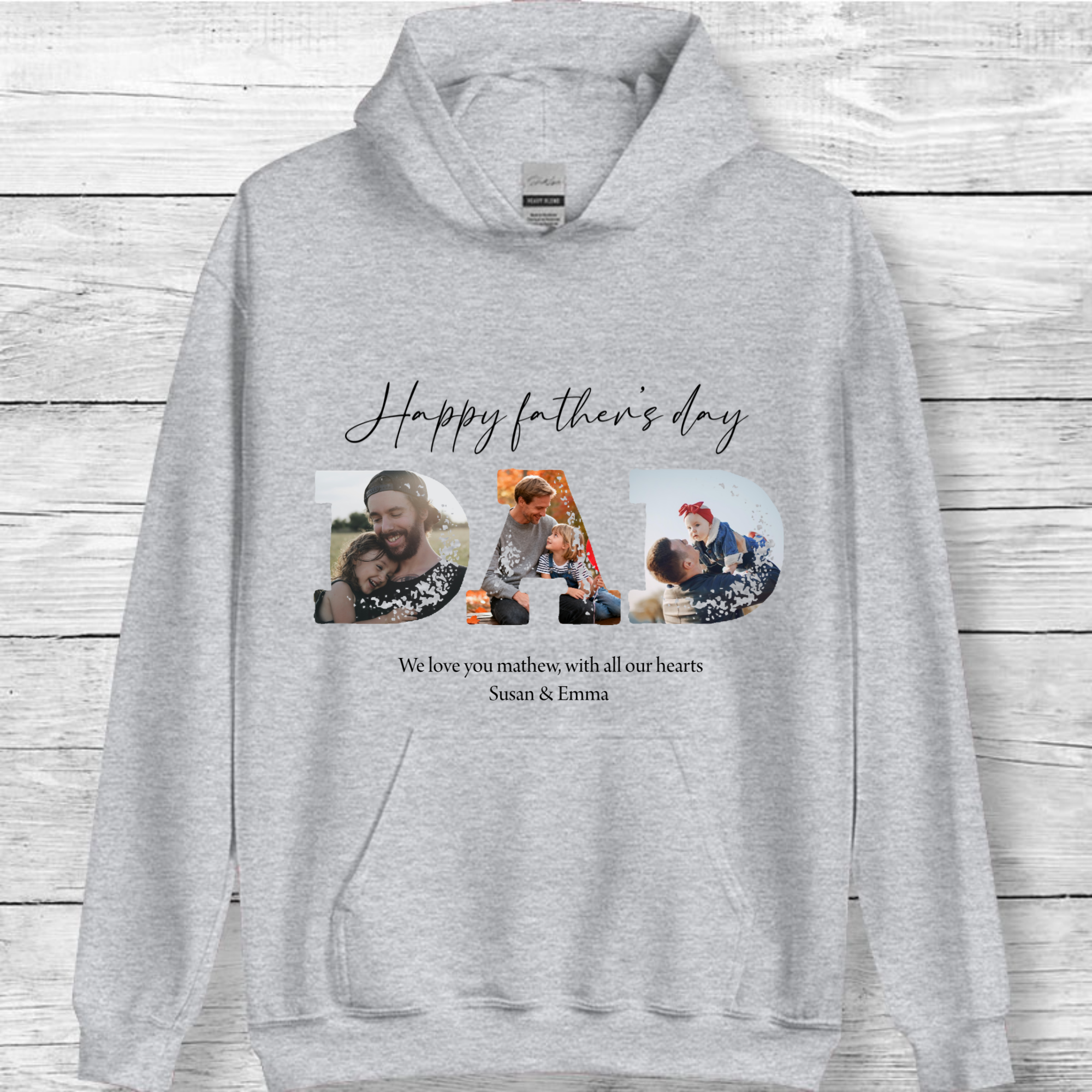 Custom Photo DAD Hoodie, Gift for Dad, Father’s Day, Birthday, Family Appreciation, Unisex Fit