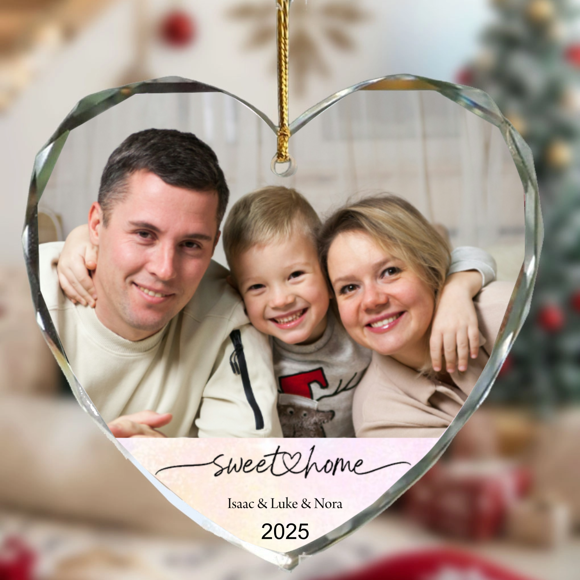 Personalized Photo Ornament, Keepsake Gift for Couples, Families, Perfect for Anniversary, Christmas, Home Decoration