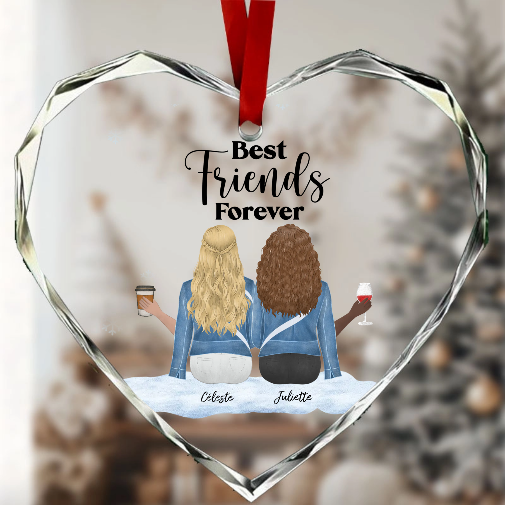Personalized Soul Sisters Crystal Heart Ornament, Soul Sisters Gift For Best Friends