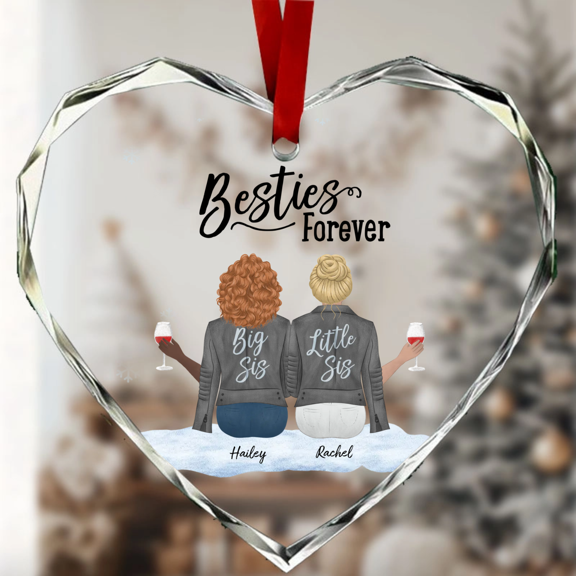 Personalized Soul Sisters Crystal Heart Ornament, Soul Sisters Gift For Best Friends