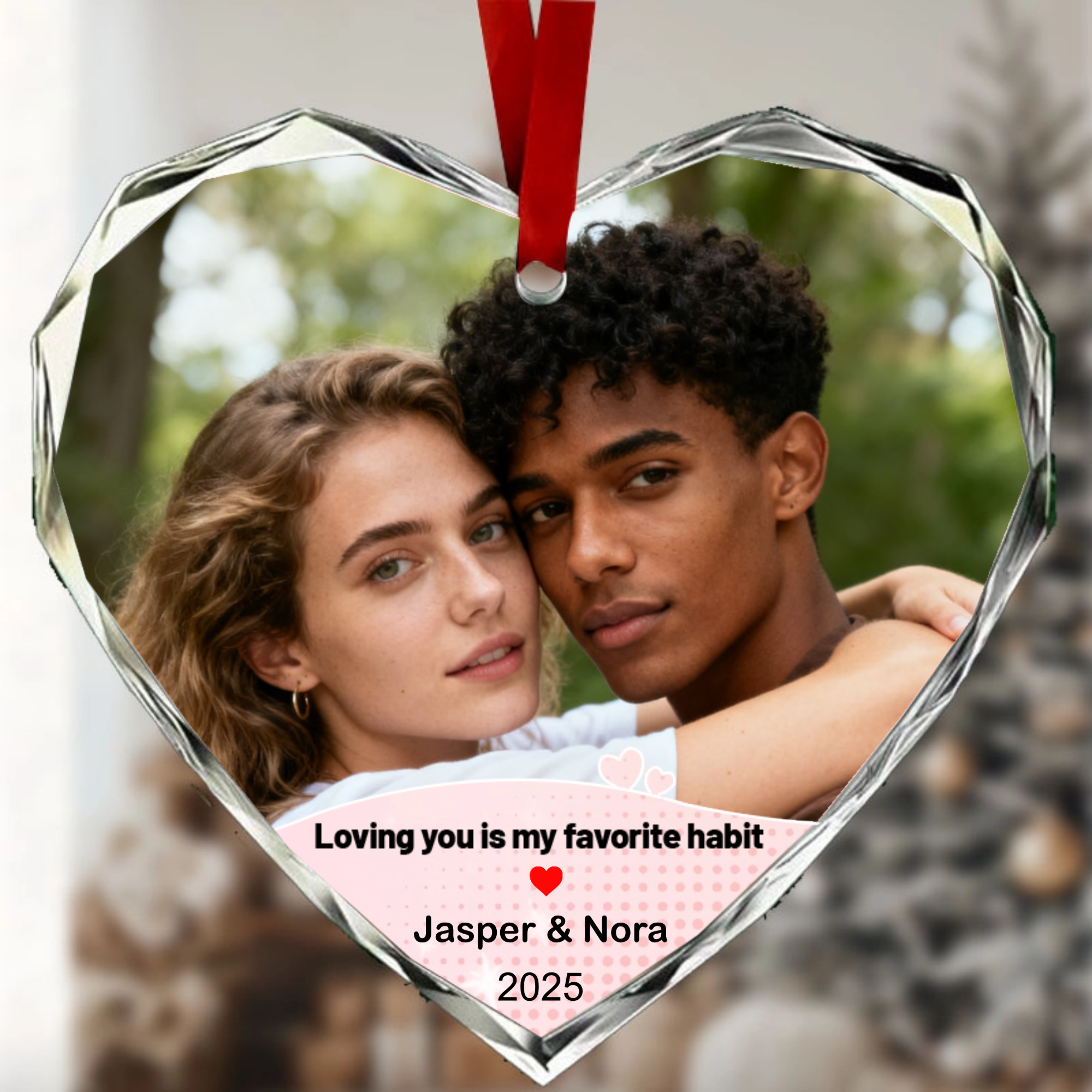 Heart Shape Crystal Photo Ornament, Romantic Gift for Couples, Lovers, Perfect for Anniversary, Valentine‘s Day