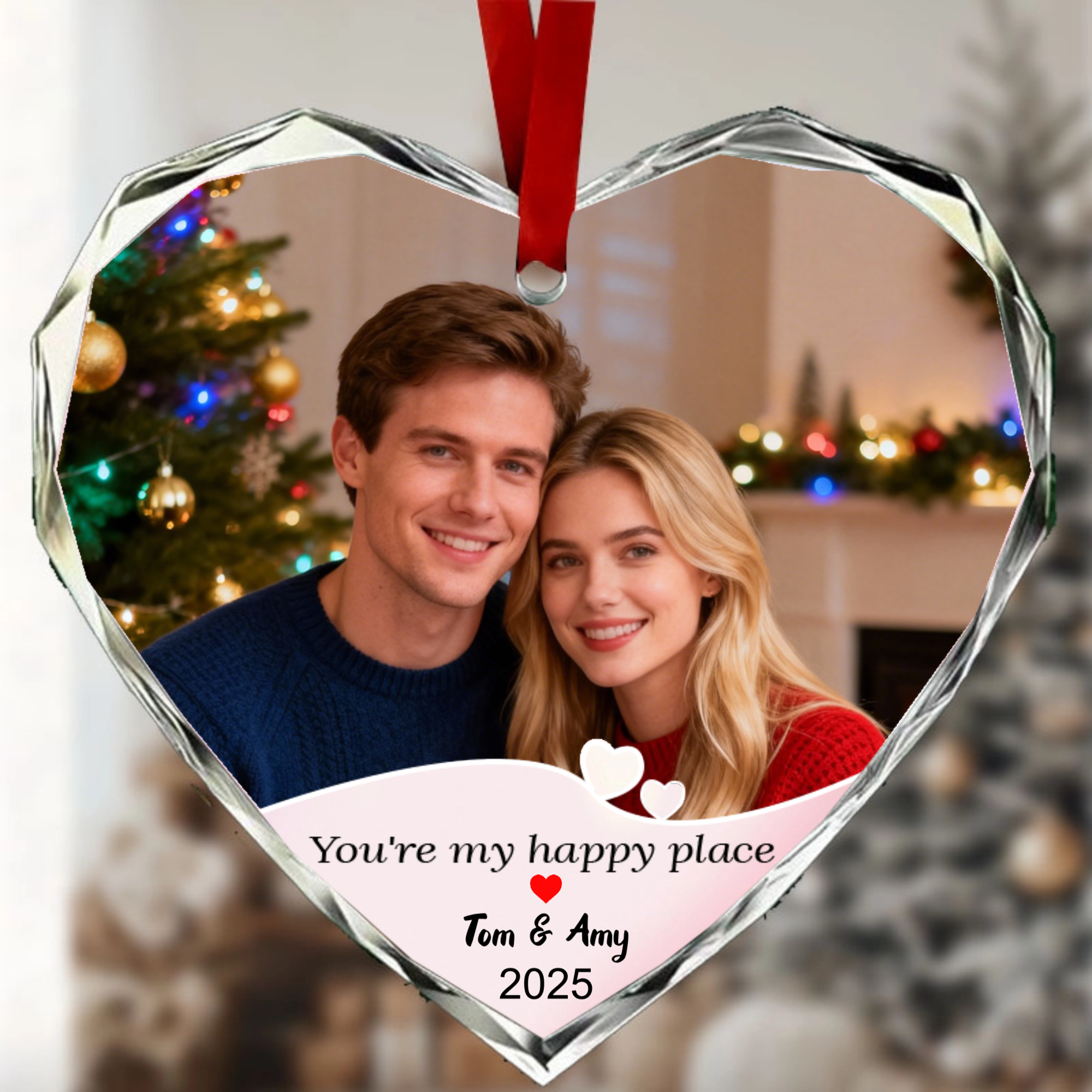 Heart Shape Crystal Photo Ornament, Romantic Gift for Couples, Lovers, Perfect for Anniversary, Valentine‘s Day, Wedding Celebration