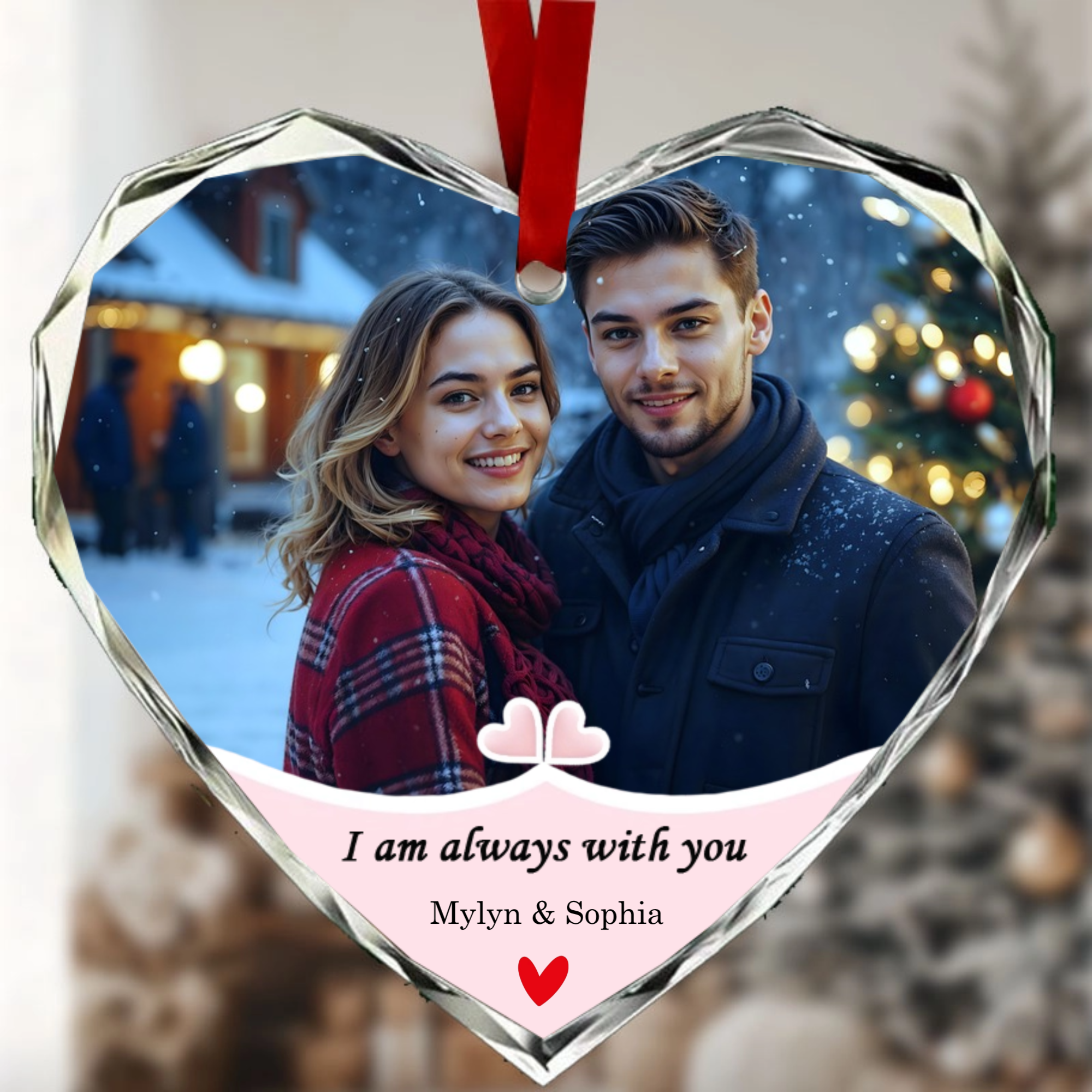 Personalized You Are My Forever Christmas Crystal Heart Ornament, Christmas Keepsake, Romantic Gift for Couples, First Christmas Together and Anniversary