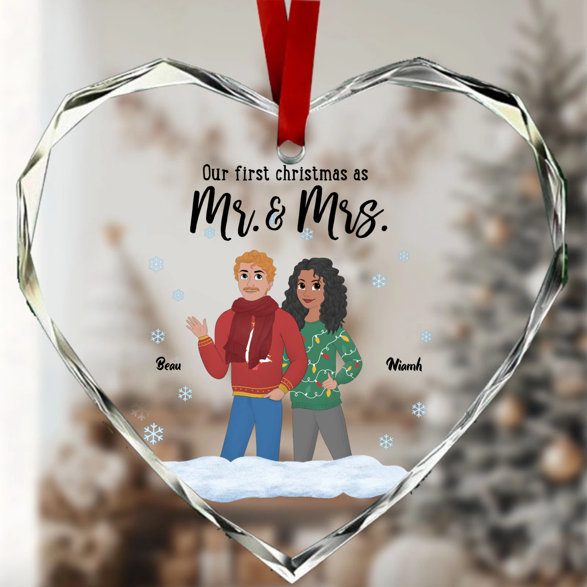 Personalized Christmas Is Better With You Crystal Heart Ornament, Perfect Gift For Anniversary Or Valentine’s Day