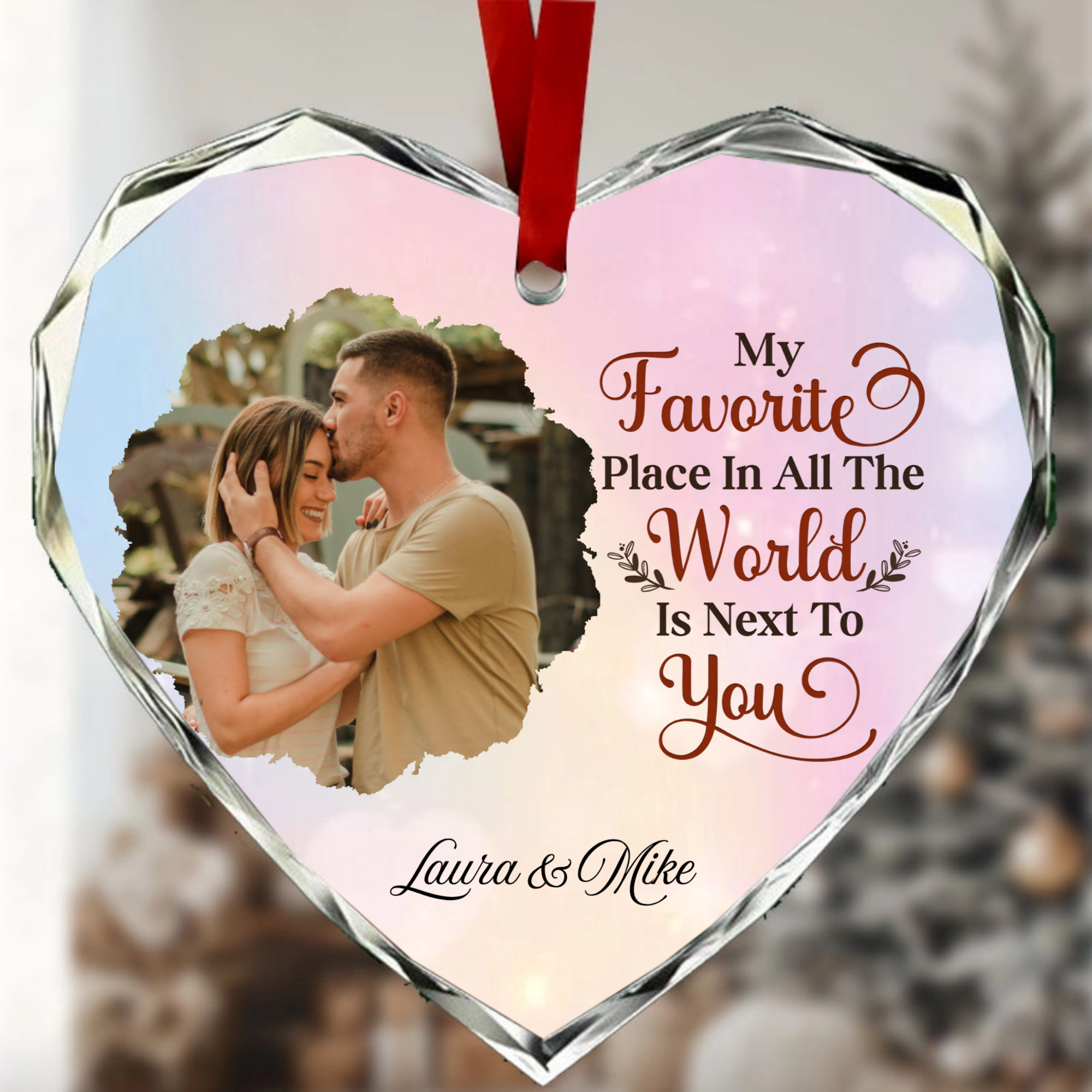 Personalized Couple Photo Crystal Heart Pendant, Keepsake Gift for Couples, Lovers, Perfect for Anniversary, Valentine’s Day, Wedding