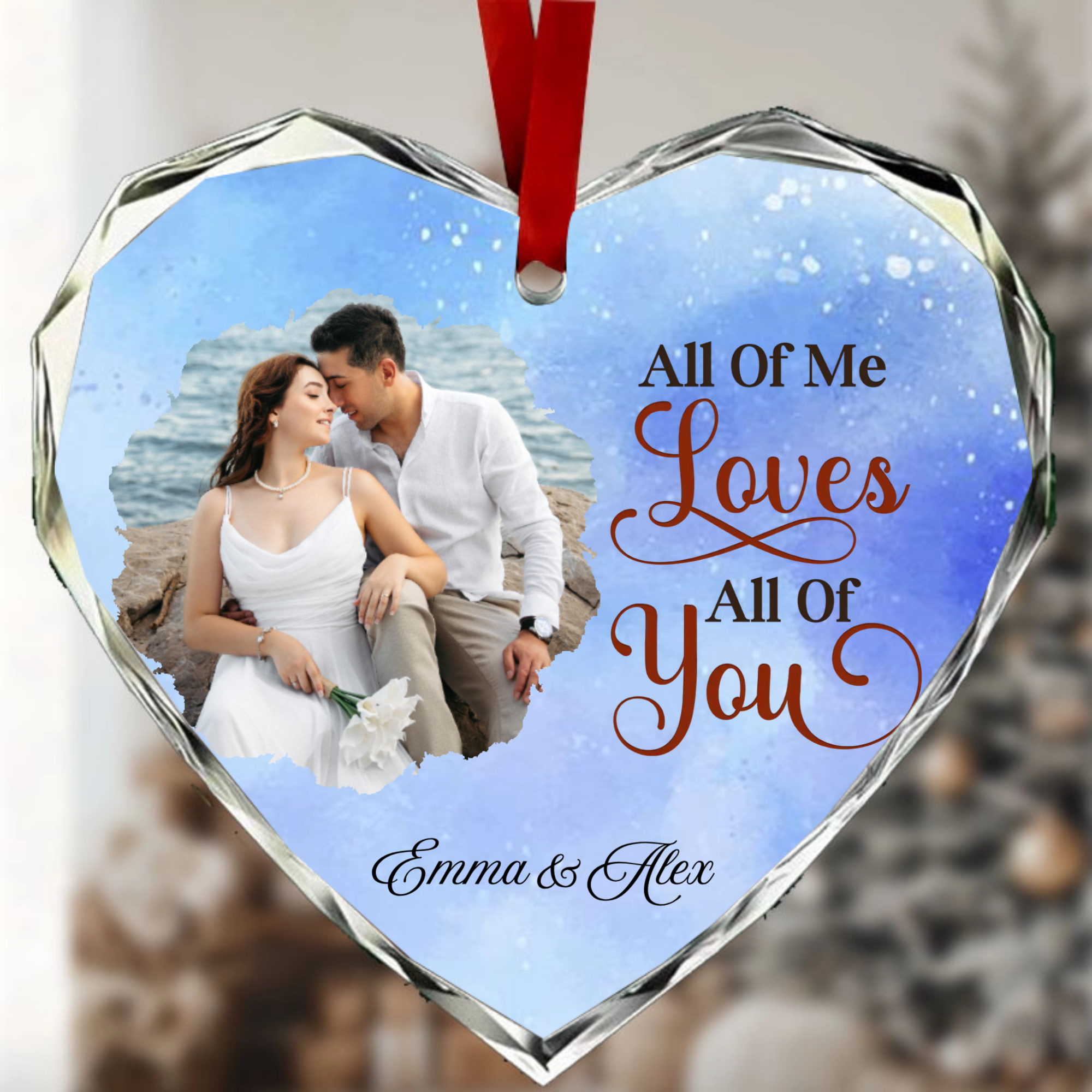 Personalized Couple Photo Crystal Heart Pendant, Keepsake Gift for Couples, Lovers, Perfect for Anniversary, Valentine’s Day, Wedding