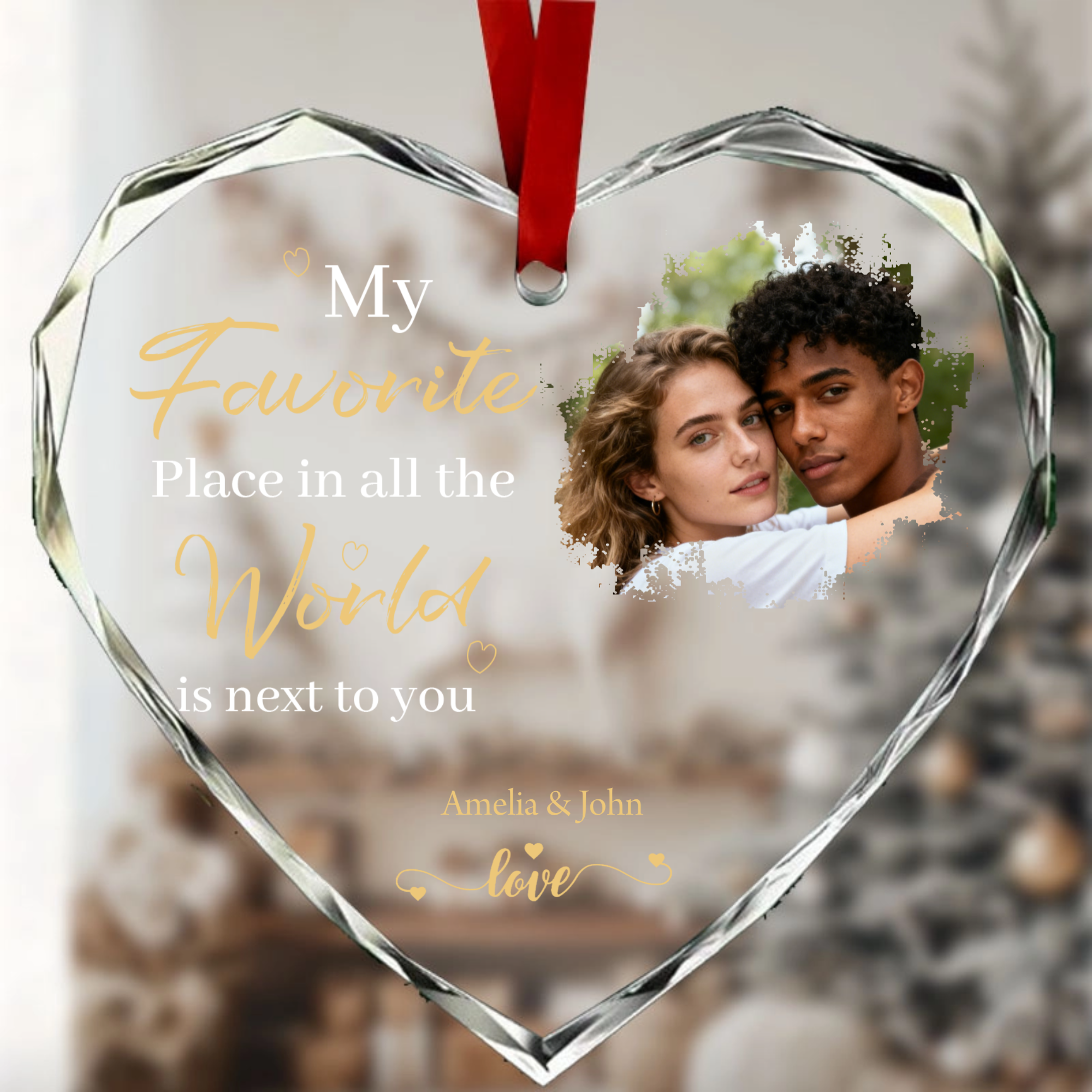 Personalized Love Story Crystal Pendant, Keepsake Gift for Couples, Perfect for Valentine's Day, Anniversary, Wedding