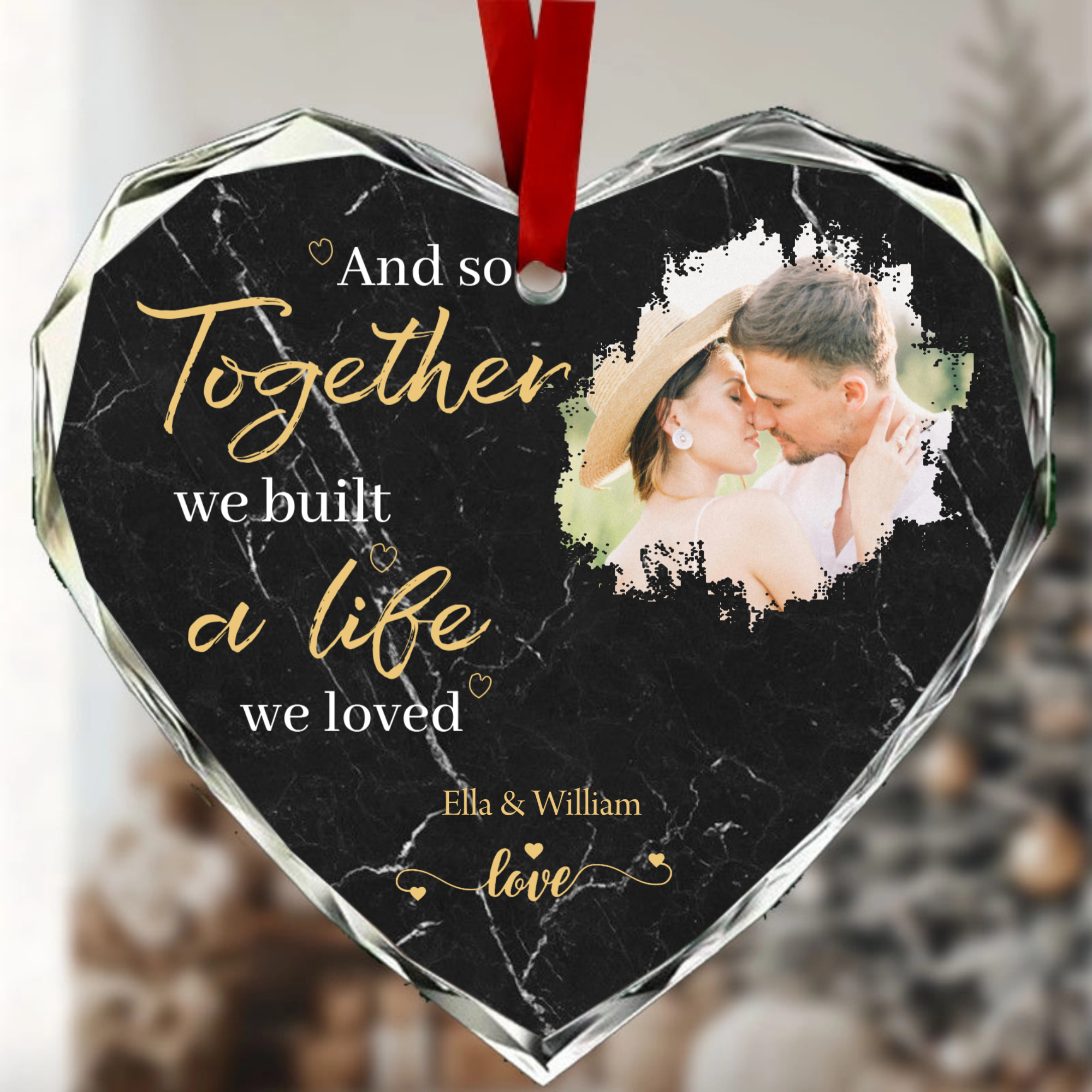 Personalized Love Story Crystal Pendant, Keepsake Gift for Couples, Perfect for Valentine's Day, Anniversary, Wedding