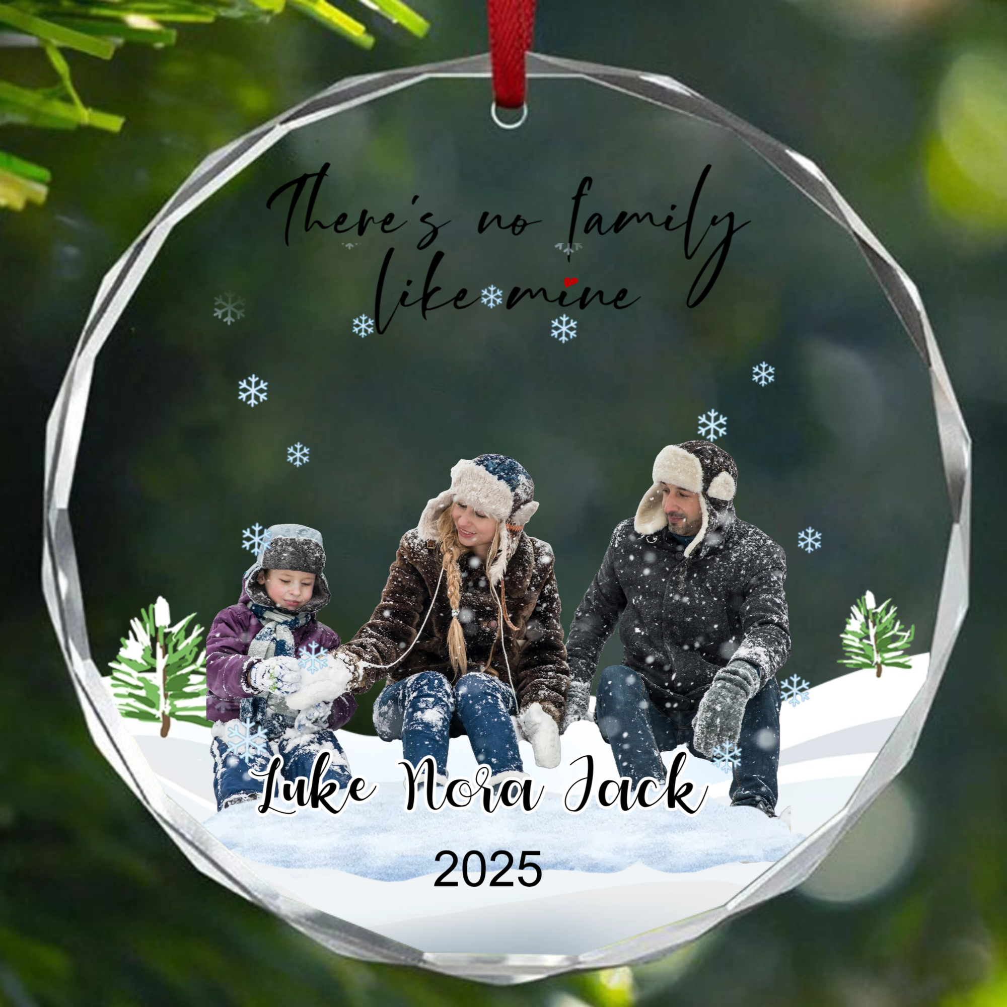 There's No Family Like Mine Ornaments,Heartwarming Gift for Families, Parents, Perfect for Christmas Tree, Family Reunion