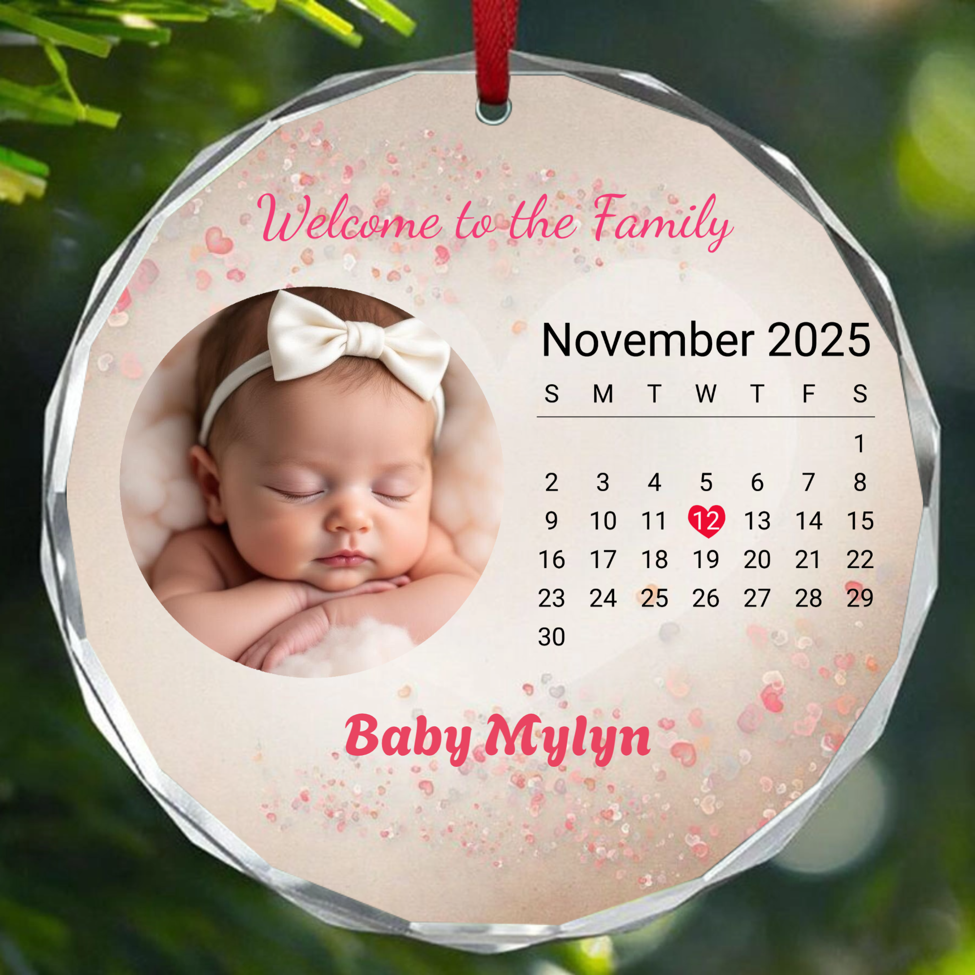 Personalized Custom Title Ornament, Heartfelt Gift for New Parents, Perfect for Baby Shower, Christening, Newborn Celebration