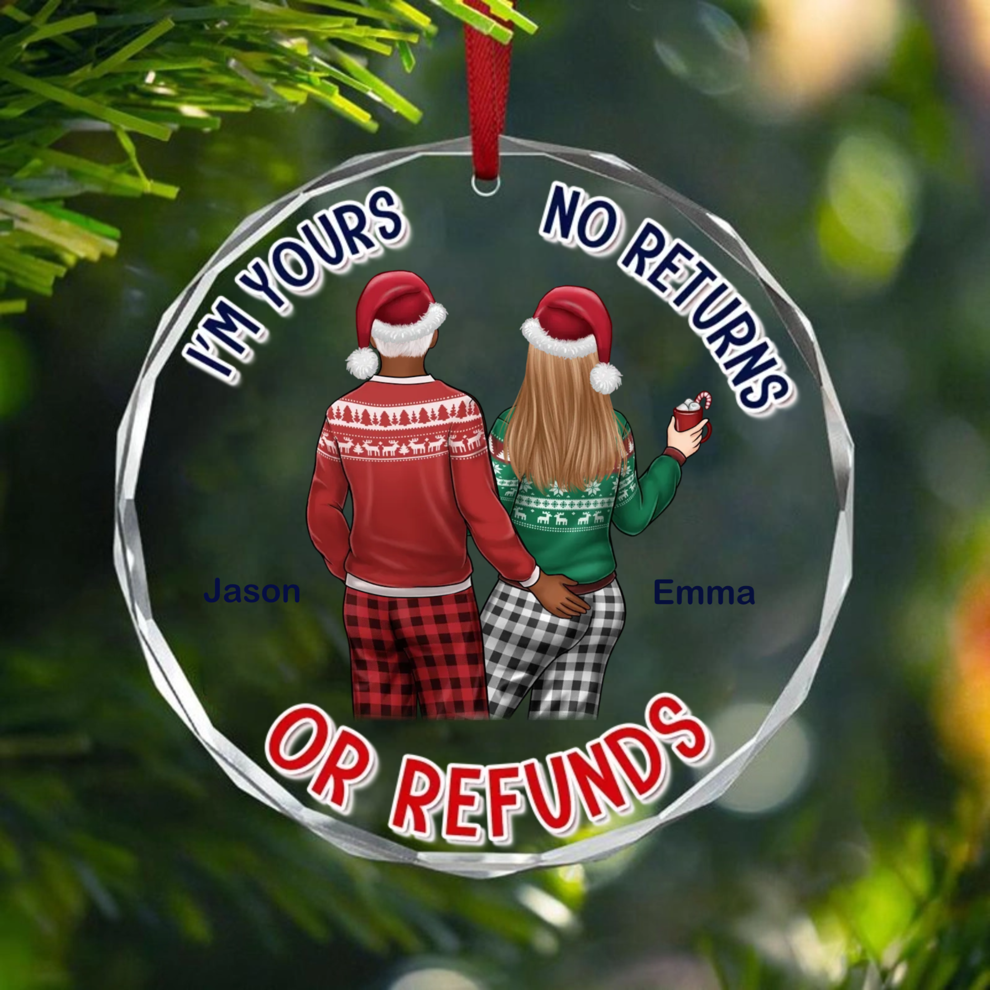 Personalized Couple Christmas Ornament, Romantic Gift for Couples, Christmas Celebration and Anniversary