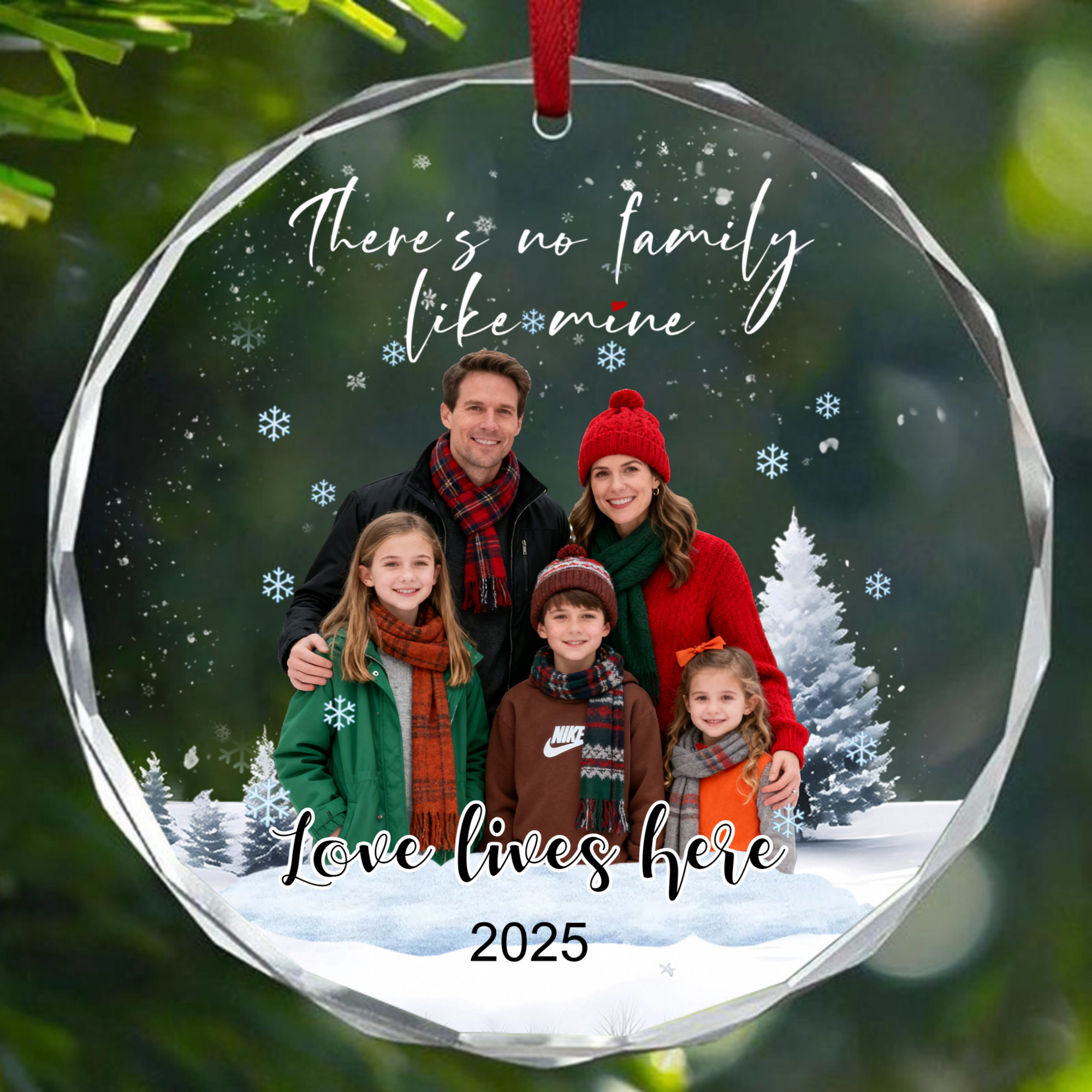 There's No Family Like Mine Ornaments,Heartwarming Gift for Families, Parents, Perfect for Christmas Tree, Family Reunion