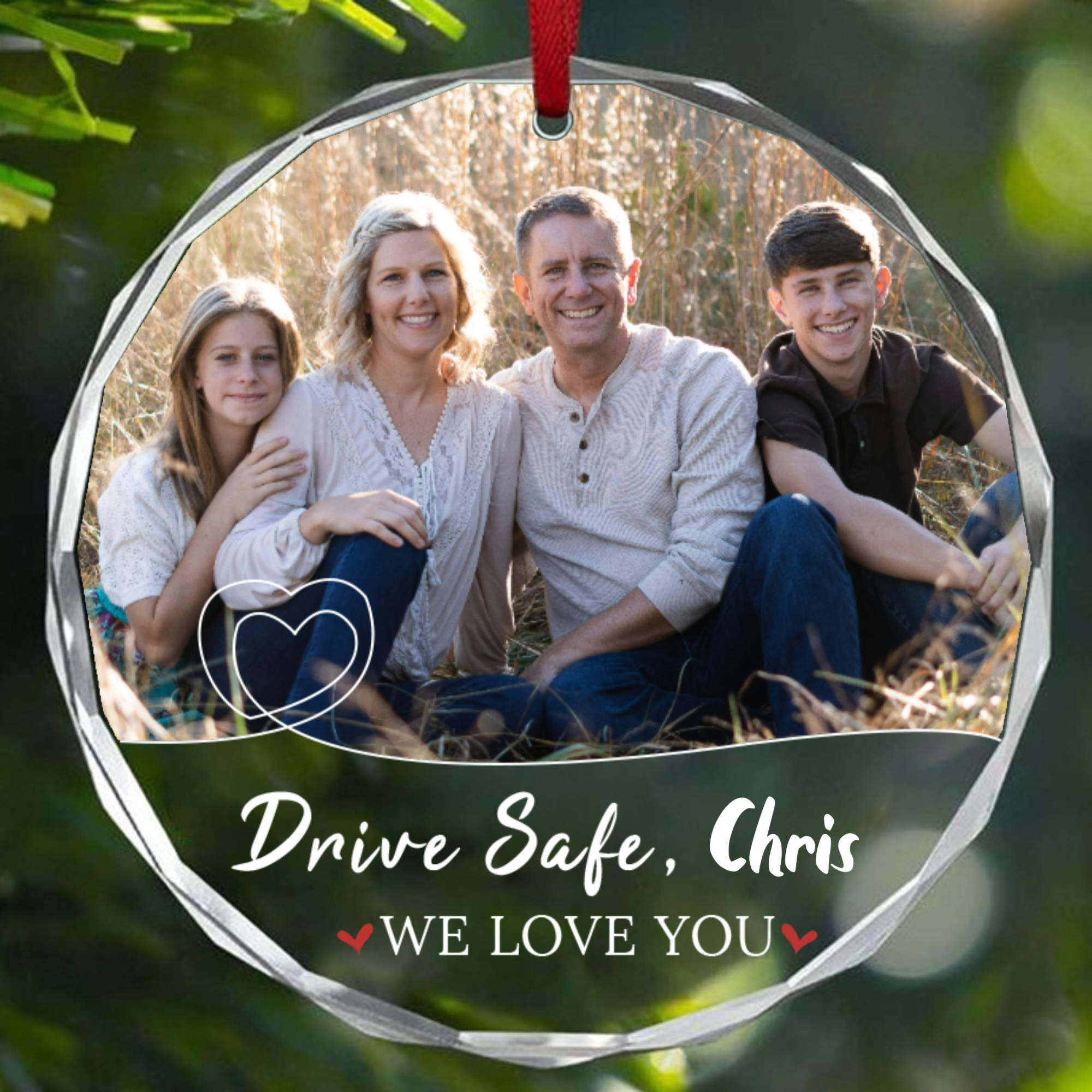 Custom Photo Every Mile, My Love Is With You - Couple Personalized Custom Round Glass Ornament Car Hanger - Gift For Husband Wife, Anniversary