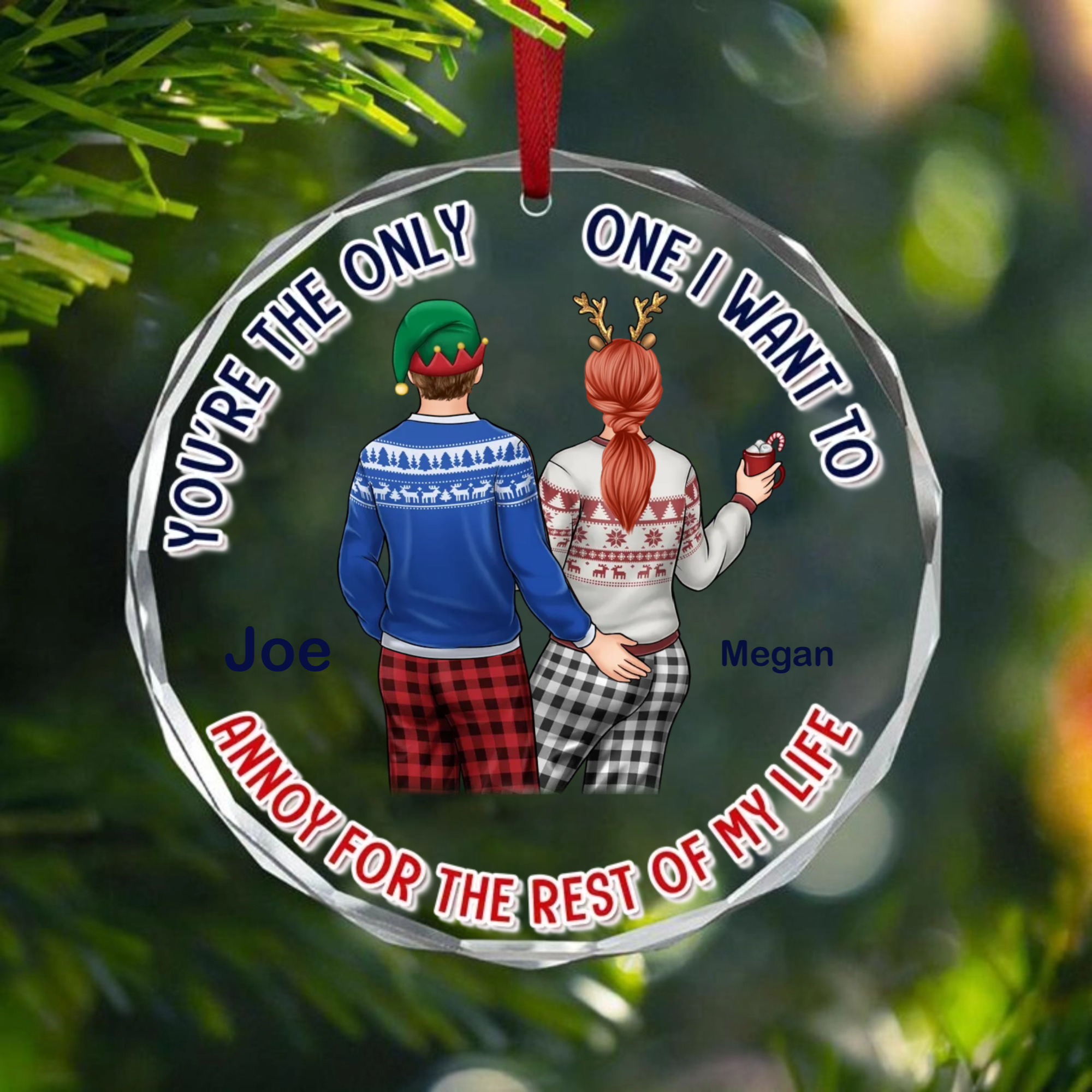 Personalized Couple Christmas Ornament, Romantic Gift for Couples, Christmas Celebration and Anniversary