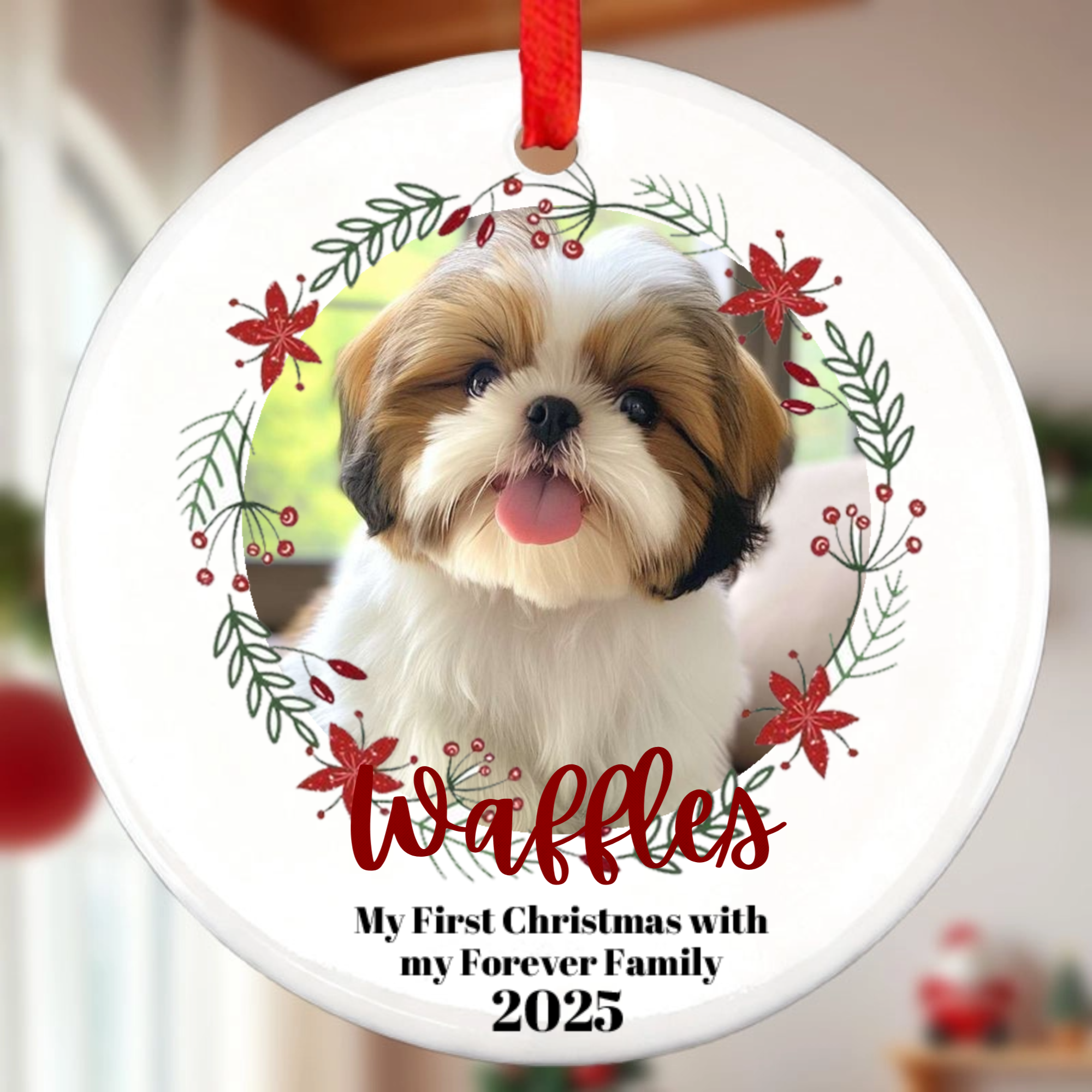 Personalized Pet Photo Christmas Ornament, Heartfelt  Gift for Pet Owners, Christmas Tree Decoration