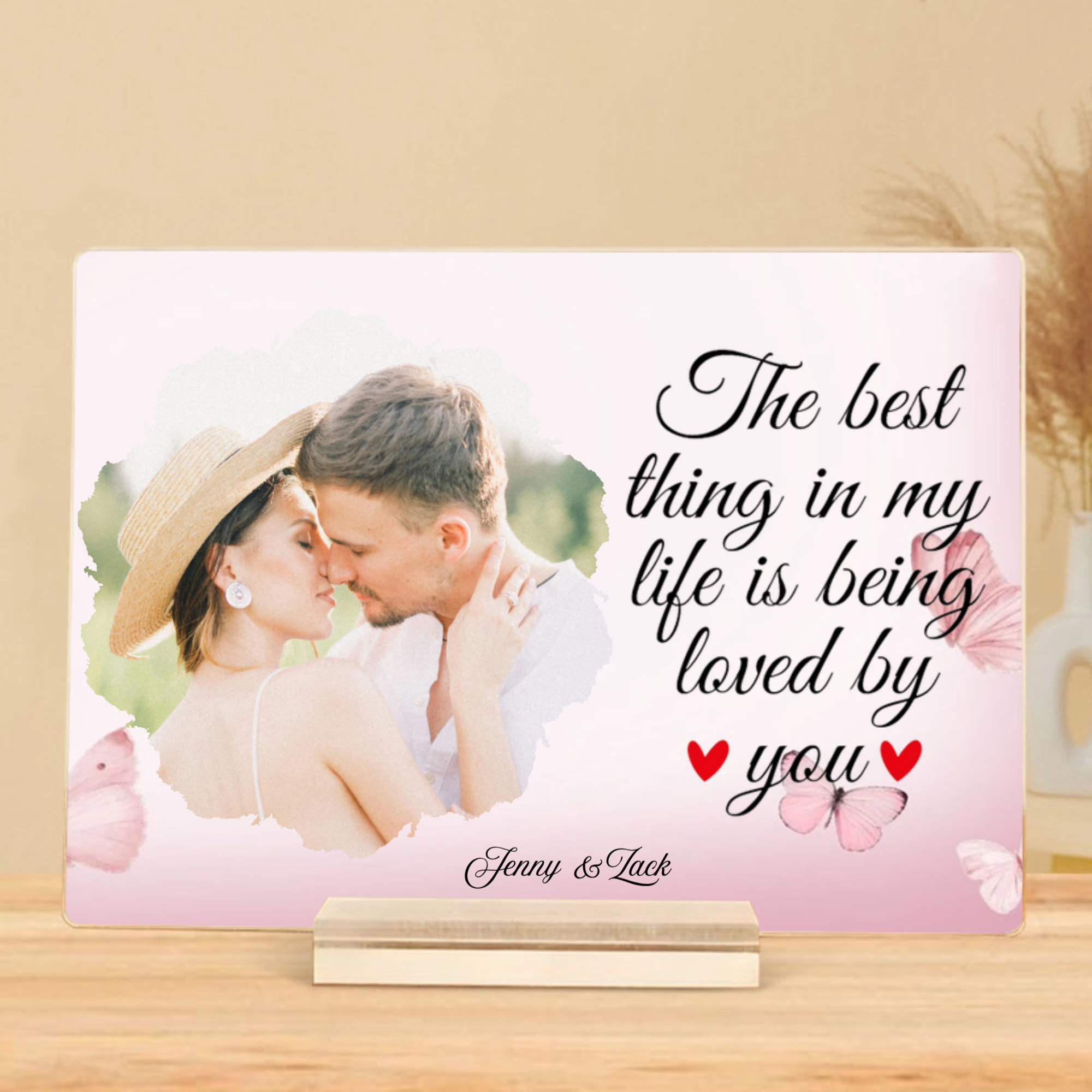 Loved By You Personalized Photo Plaque, Romantic Gift for Couples, Weddings, Anniversaries, Valentine‘s Day Celebration