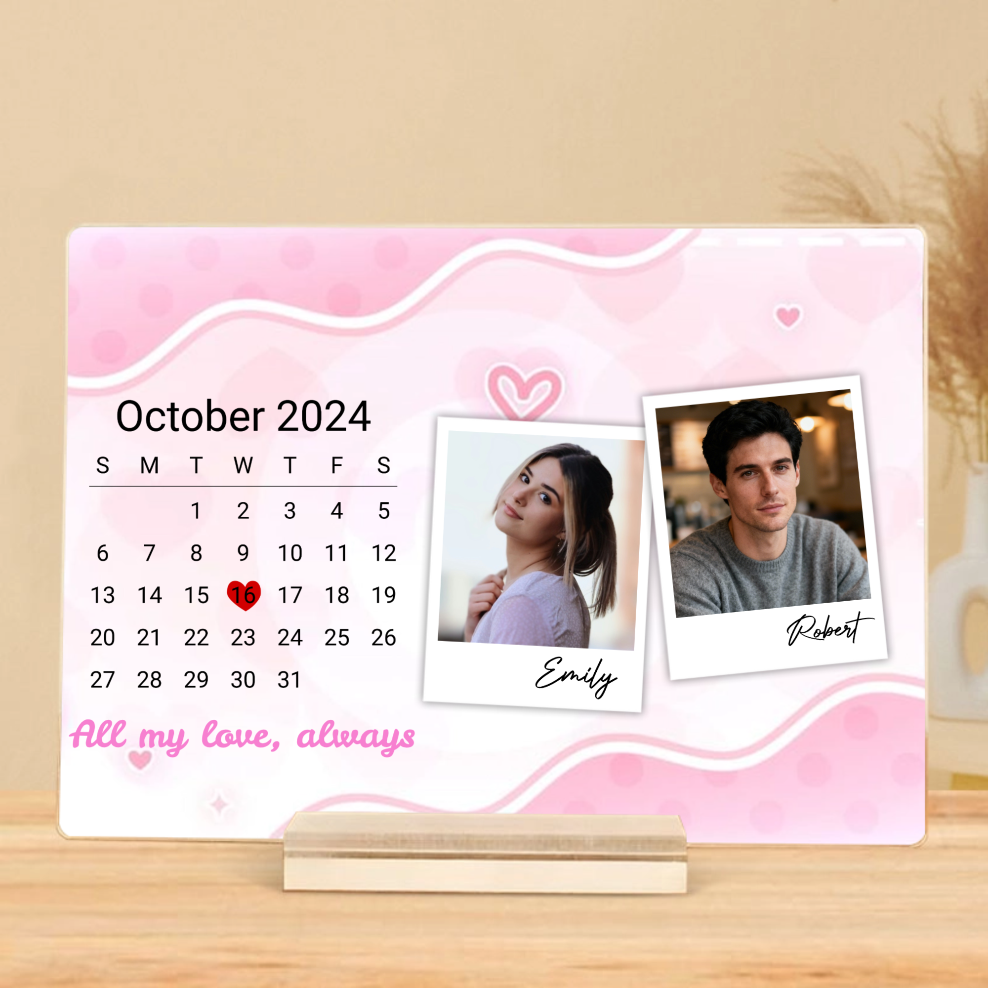 Custom Couple's Anniversary Calendar Plaque, Perfect for Anniversary, Wedding, Romantic Occasion
