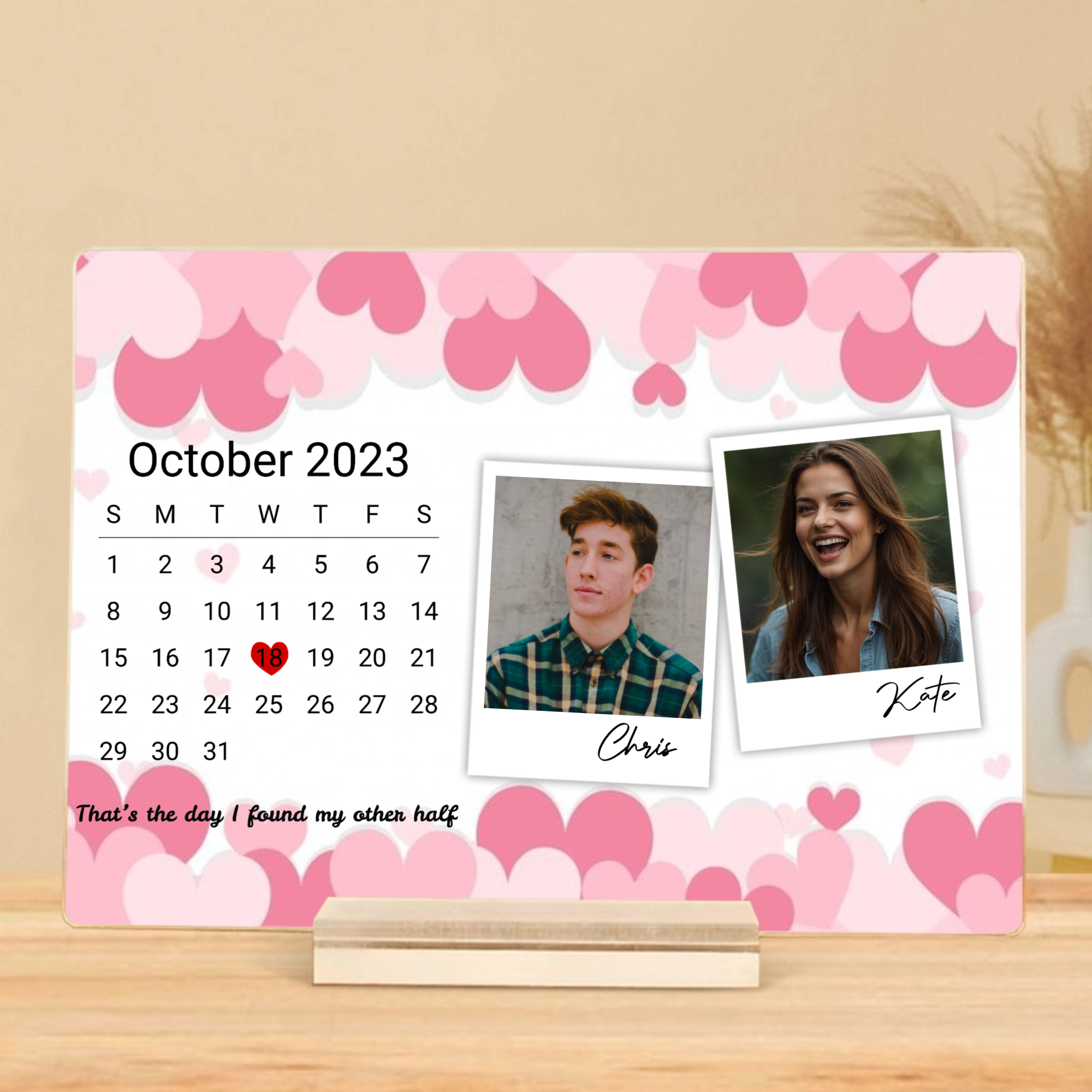 Custom Couple's Anniversary Calendar Plaque, Perfect for Anniversary, Wedding, Romantic Occasion