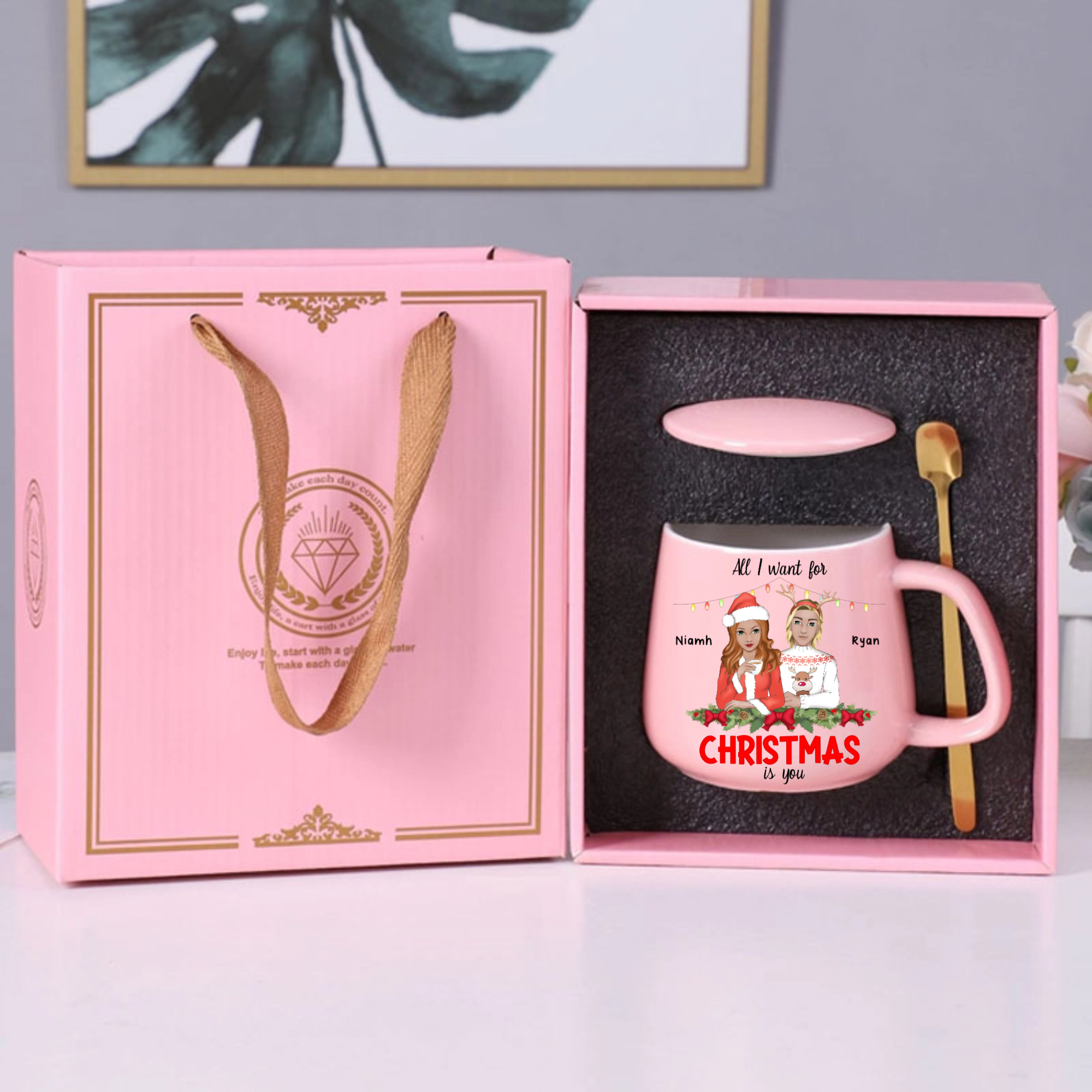Personalized All I Want for Christmas is You Gift Boxed Mug, Romantic Gift for Couples, Christmas Celebration and Holiday Date