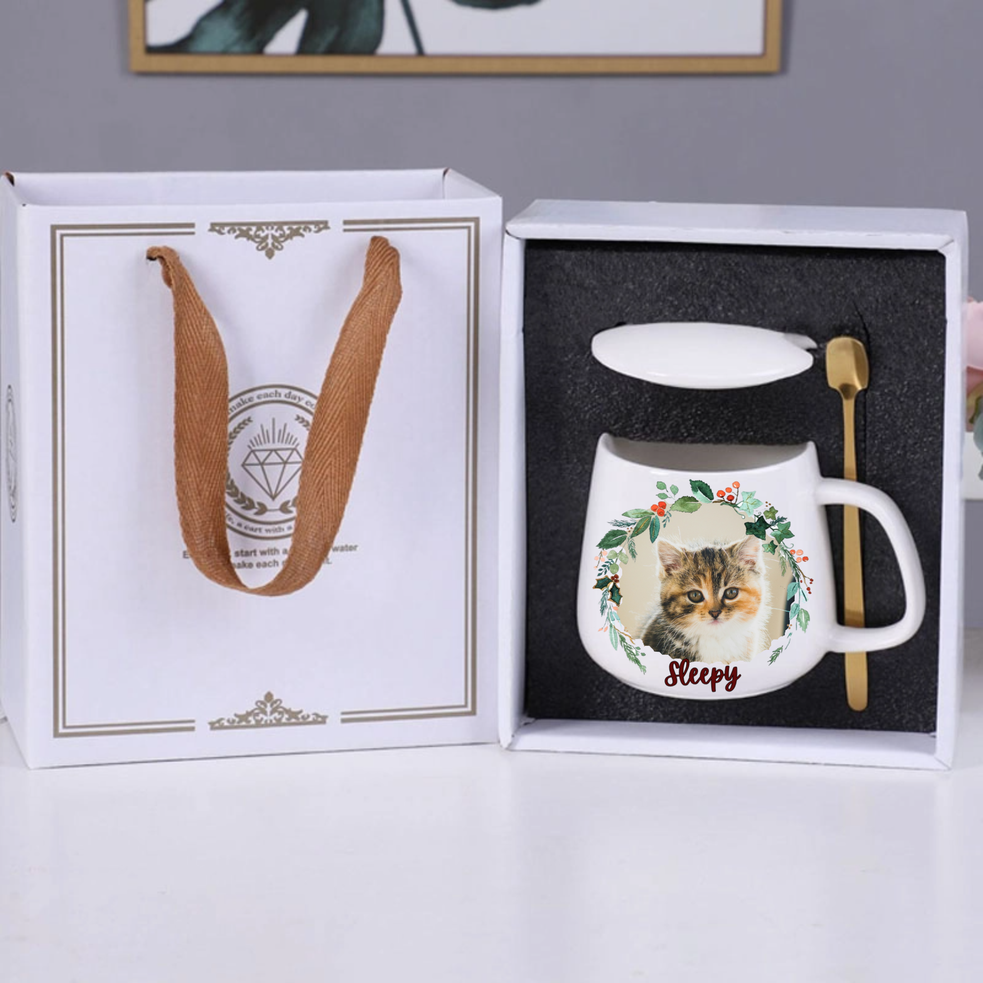 Pet Photo Mug Gift Set, Complete Gift for Pet Lovers, Perfect for Pet Birthday, Christmas Celebration