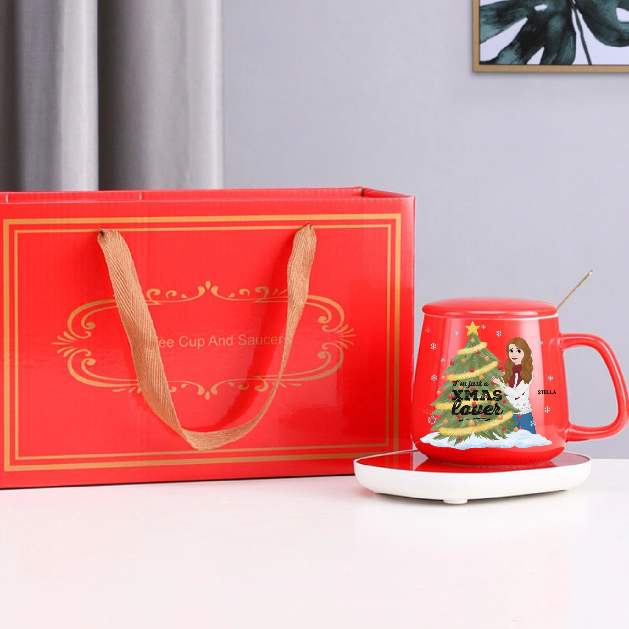 Christmas Lover Disney Style Woman Personalized Thermostatic Mug Set, Gift for Disney Fans, Wife, Daughter, Christmas Party, Holiday Exchange