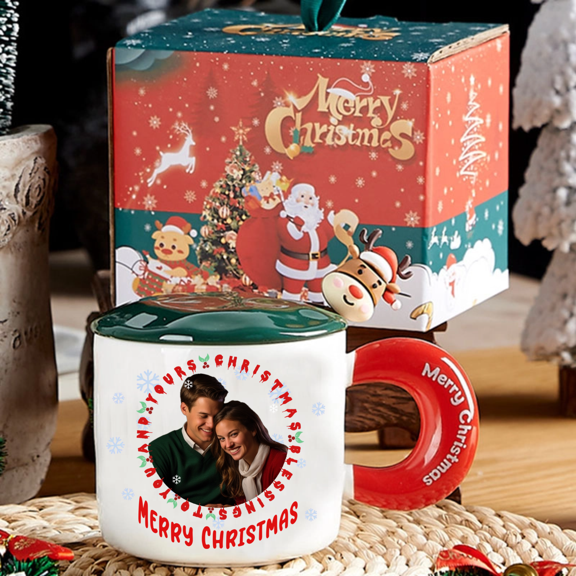 Personalized Christmas Photo Mug Gift Set Mug Gift Set, Complete Gift for Family, Couples, Christmas Lovers, Perfect for Christmas Party, Holiday Exchange