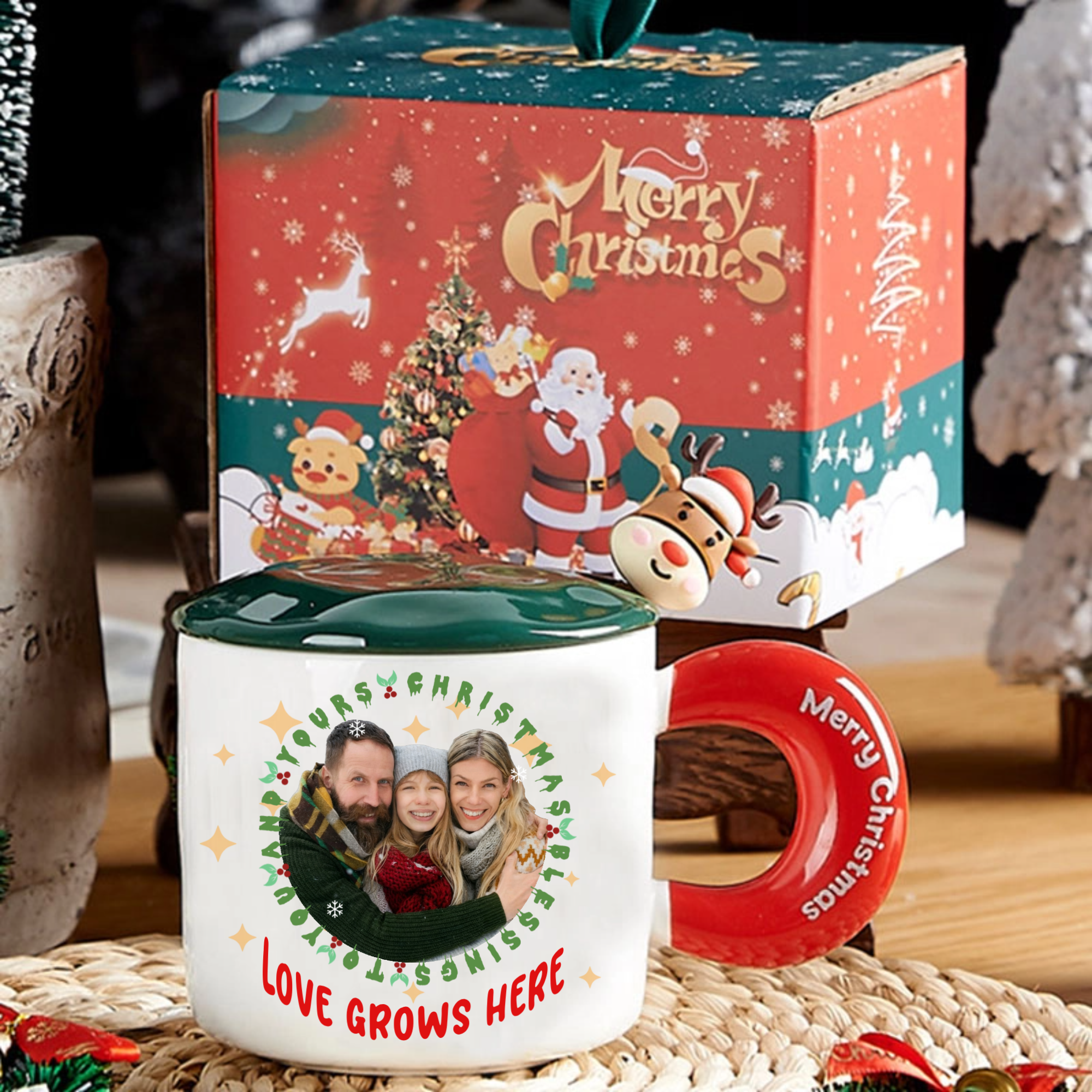 Personalized Christmas Photo Mug Gift Set Mug Gift Set, Complete Gift for Family, Couples, Christmas Lovers, Perfect for Christmas Party, Holiday Exchange