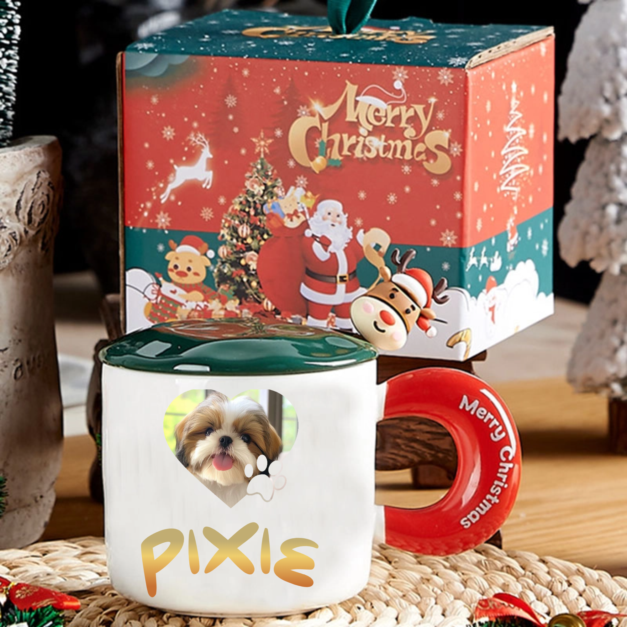 Pet Photo Christmas Mug Gift Set, Complete Gift for Pet Lovers, Perfect for Christmas, Pet Birthday, Holiday Celebration