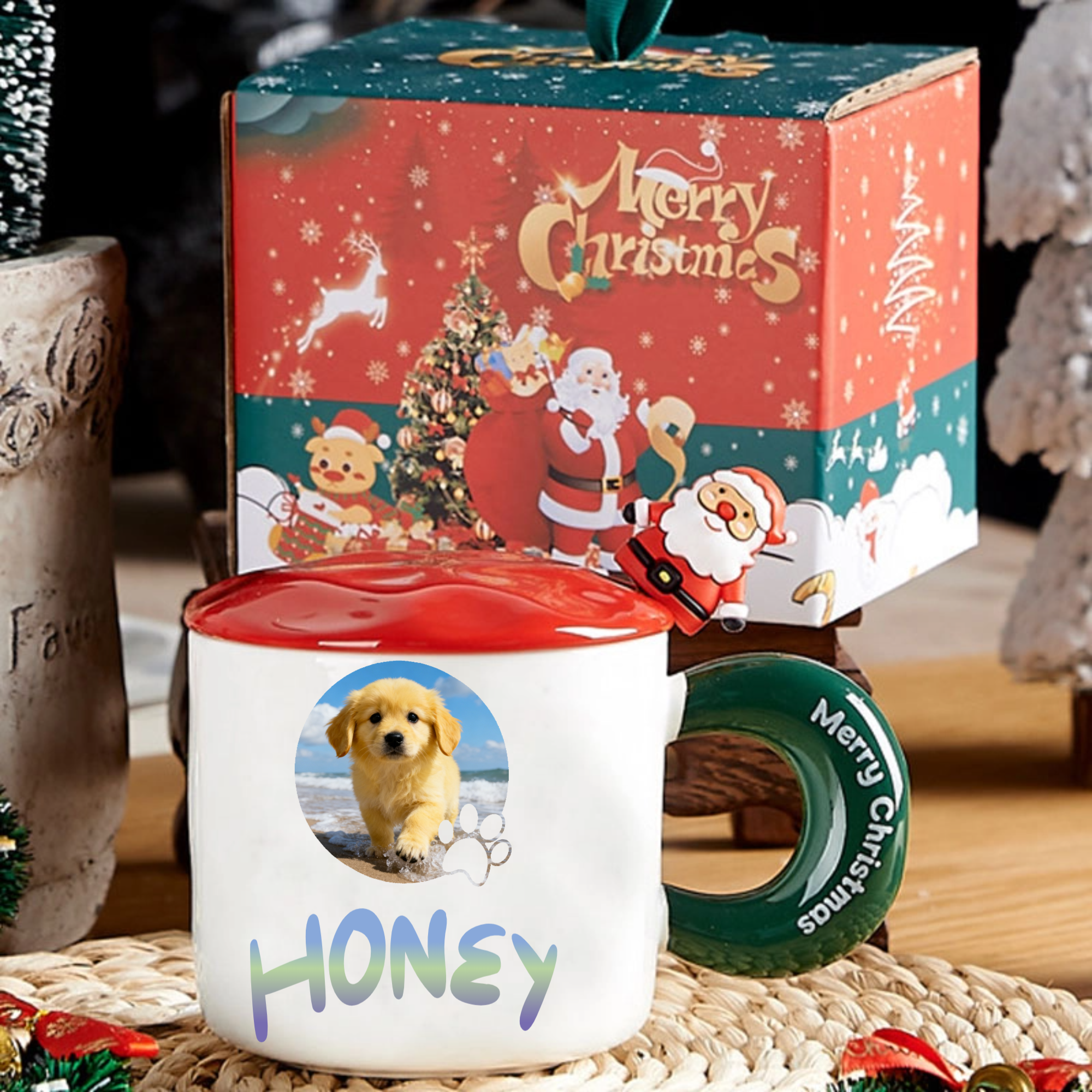 Pet Photo Christmas Mug Gift Set, Complete Gift for Pet Lovers, Perfect for Christmas, Pet Birthday, Holiday Celebration