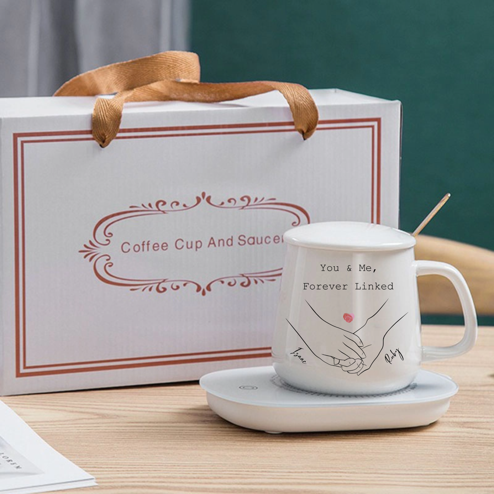 My Love - Hands Lineart 55°C Warming Mug Gift Set, Romantic Gift for Couples, Lovers, Perfect for Anniversary, Valentine's Day, Wedding Celebration