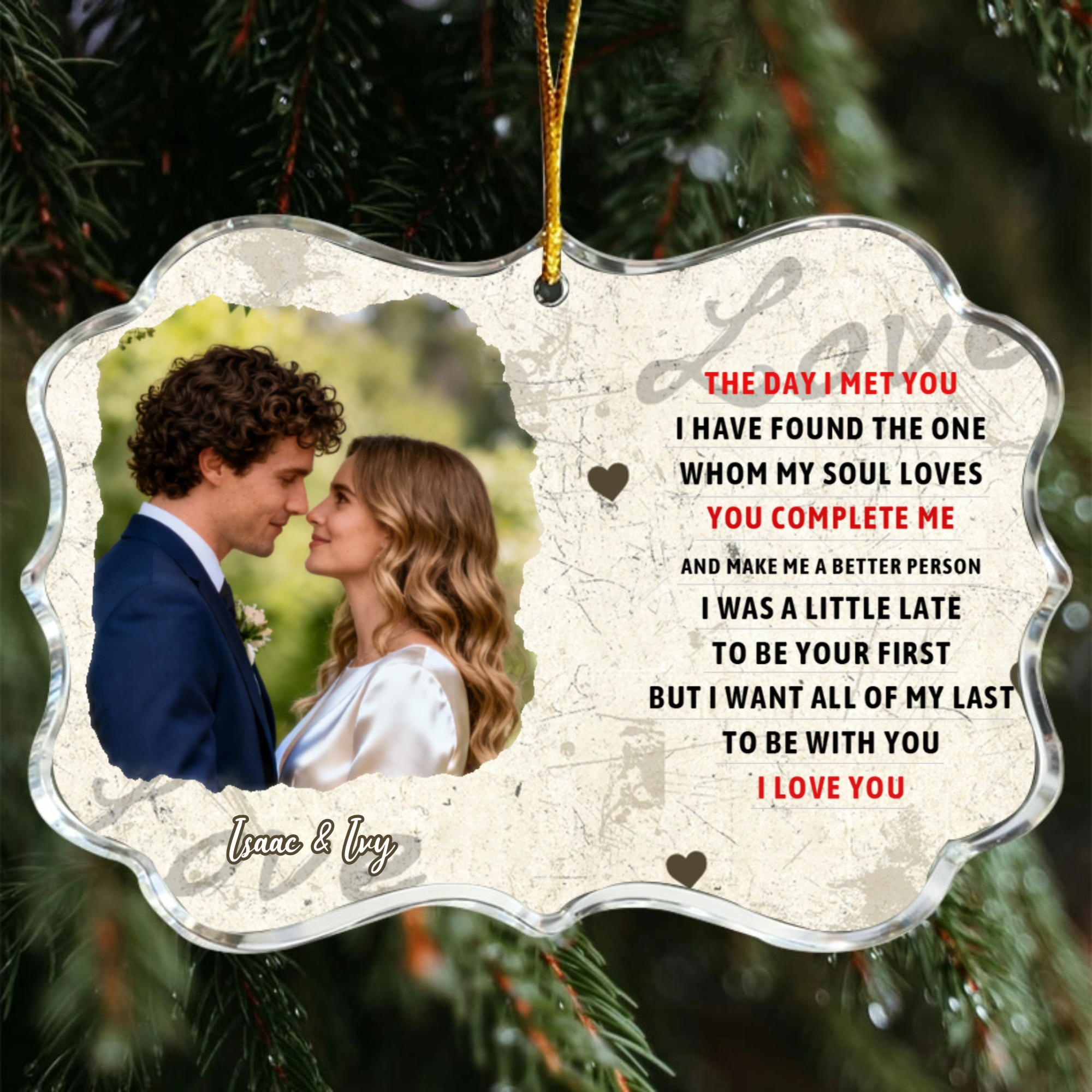 I Love You Forever Personalized Photo Christmas Ornament, Gift For Couple, Husband Wife, Anniversary, Christmas Gift