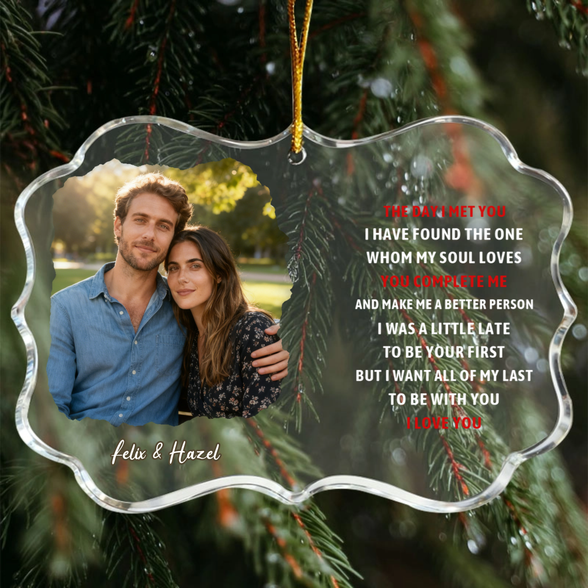 I Love You Forever Personalized Photo Christmas Ornament, Gift For Couple, Husband Wife, Anniversary, Christmas Gift