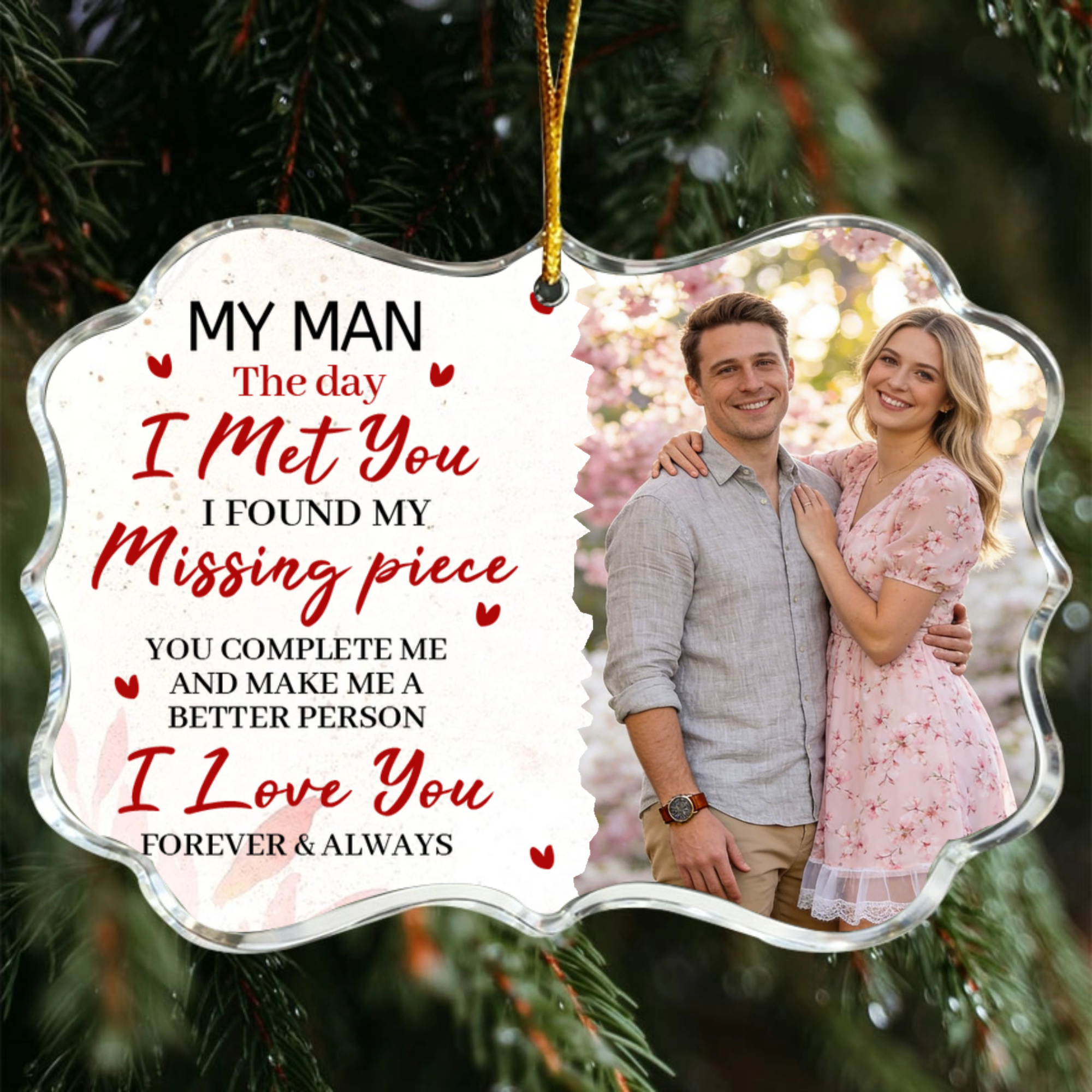 I Found My Missing Piece Personalized Photo Pendant, Gift for Couples, Perfect for Anniversary, Wedding, Romantic Occasion