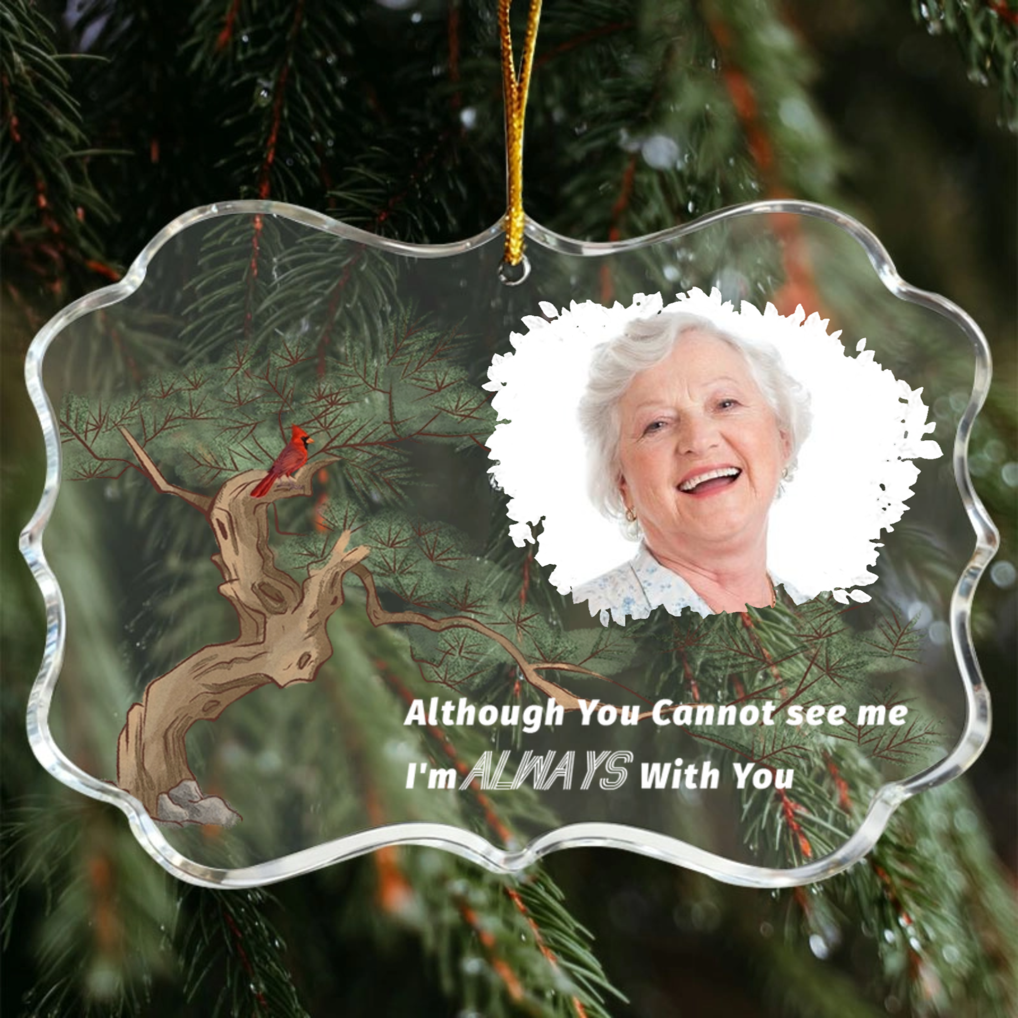 I'm Always With You, Personalized Memorial Acrylic Photo Ornament, Comforting Gift for Family, Friends