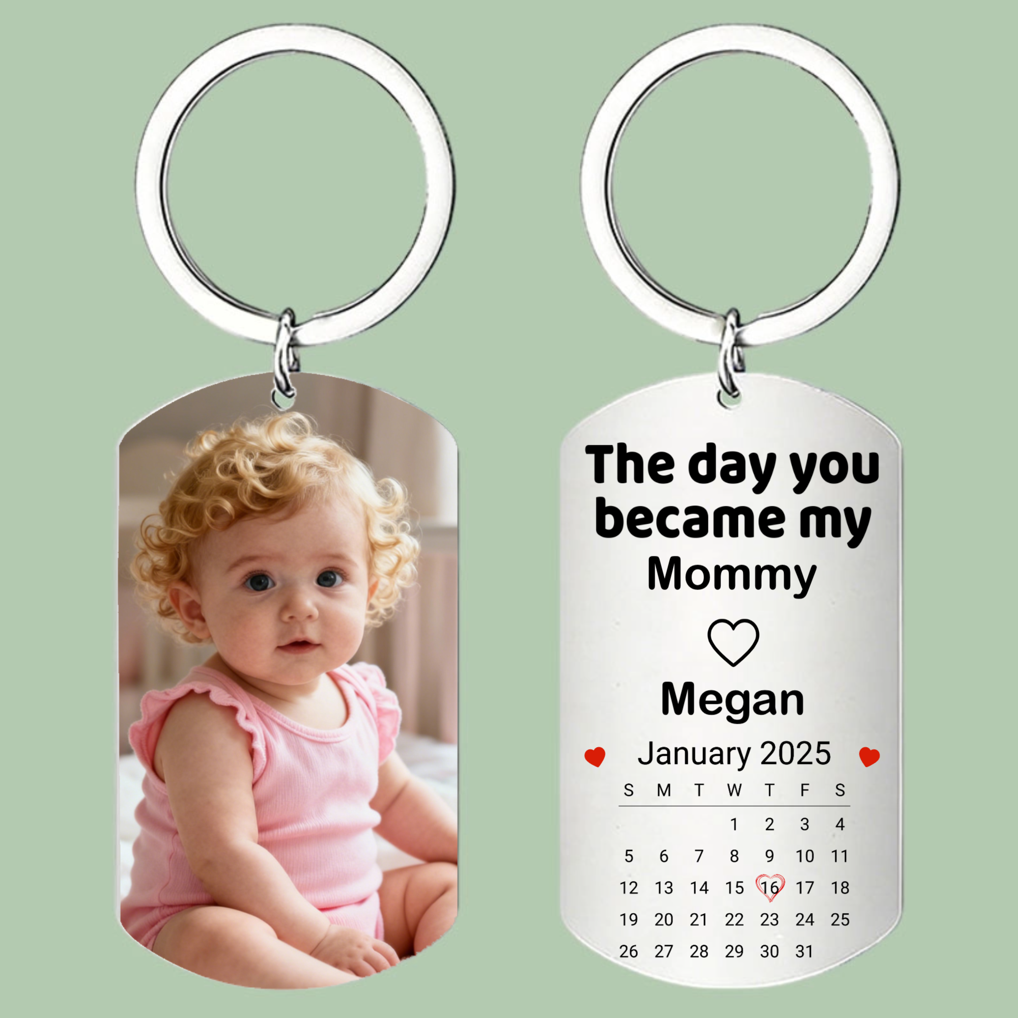 The Day You Became My Mom/Dad Personalized Keychain, Gift for New Parents, Baby Shower, Perfect for Mother’s Day, Father’s Day, Newborn Celebration