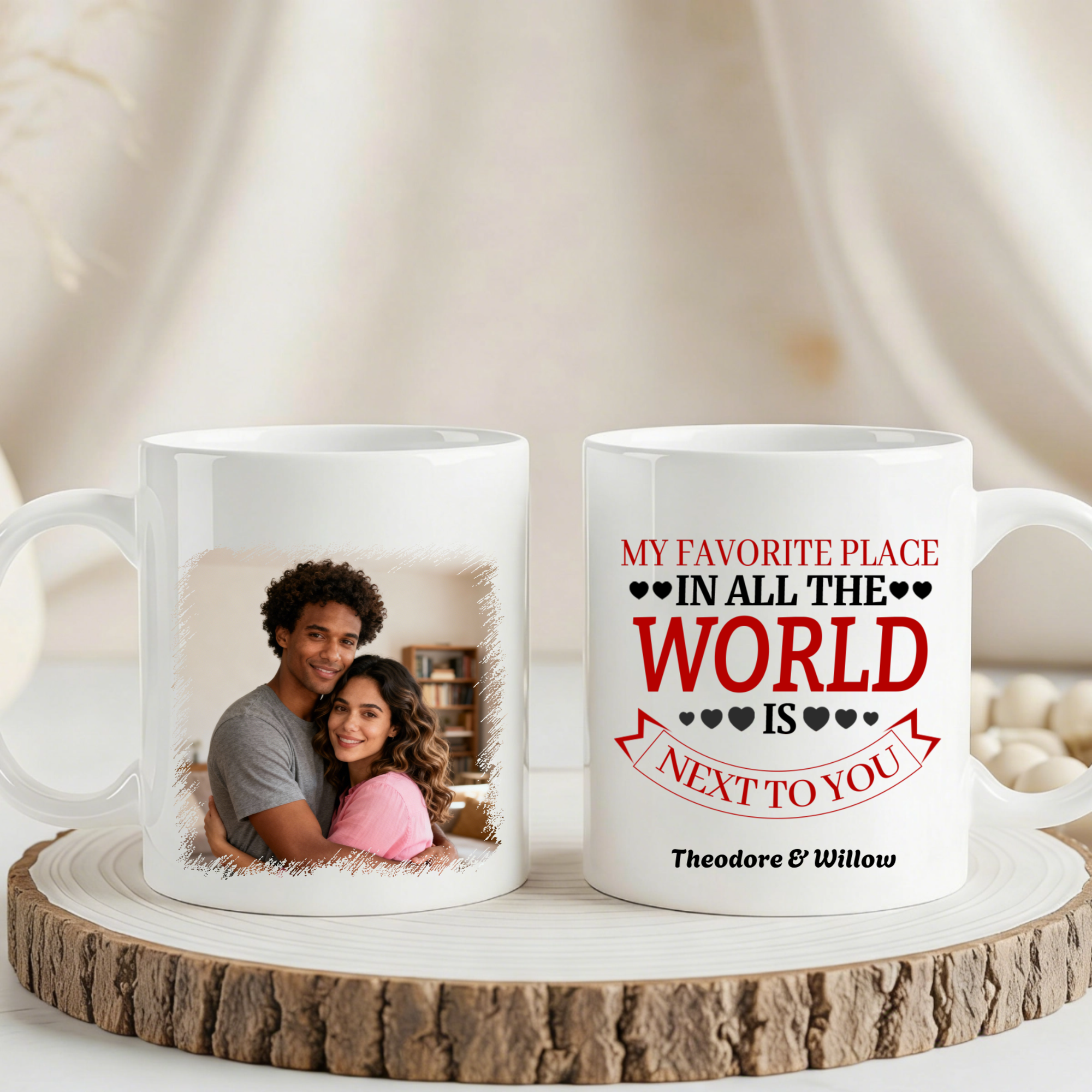 My Favorite Place is Next To You Personalized Mug, Gift for Couples, Perfect for Anniversary, Wedding, Valentine's Day