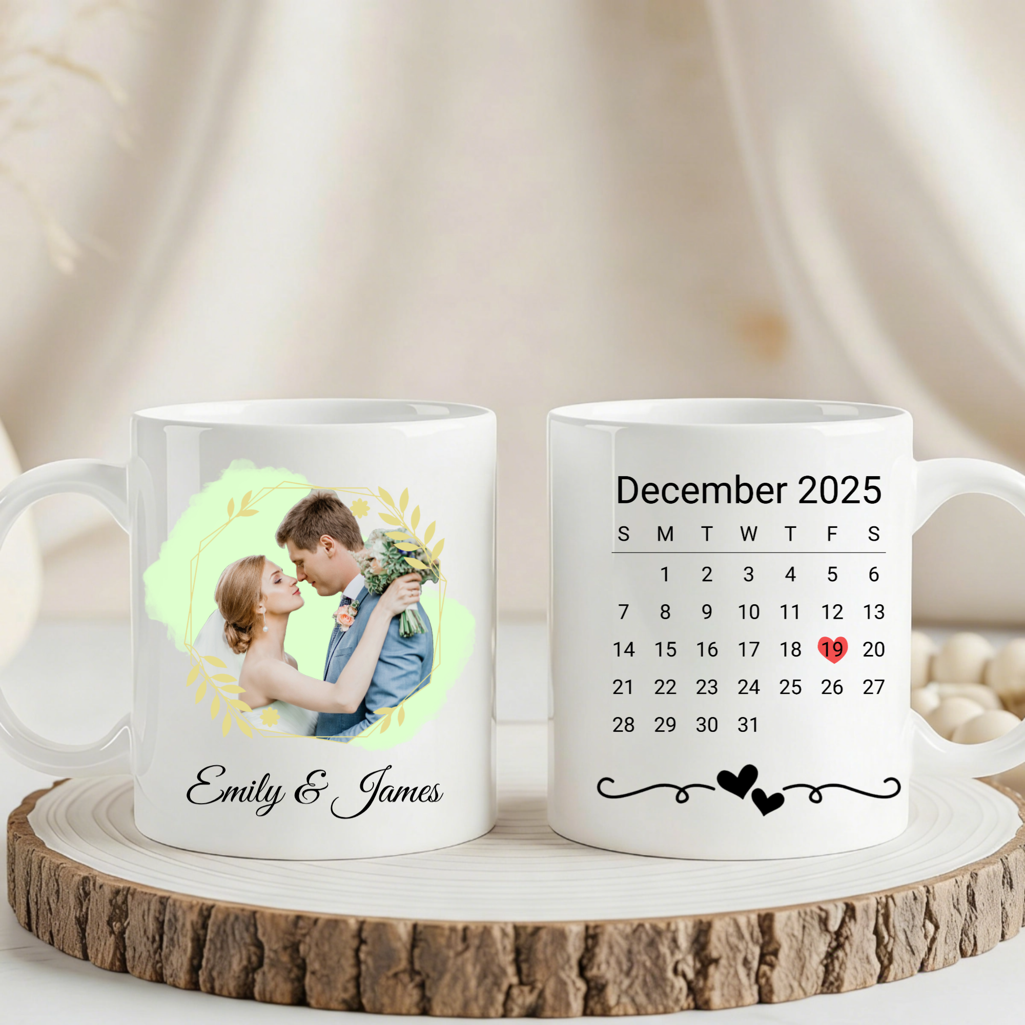 Custom Couple Mugs with Special Date, Gift for Couples, Perfect for Anniversary, Wedding, Christmas Celebration