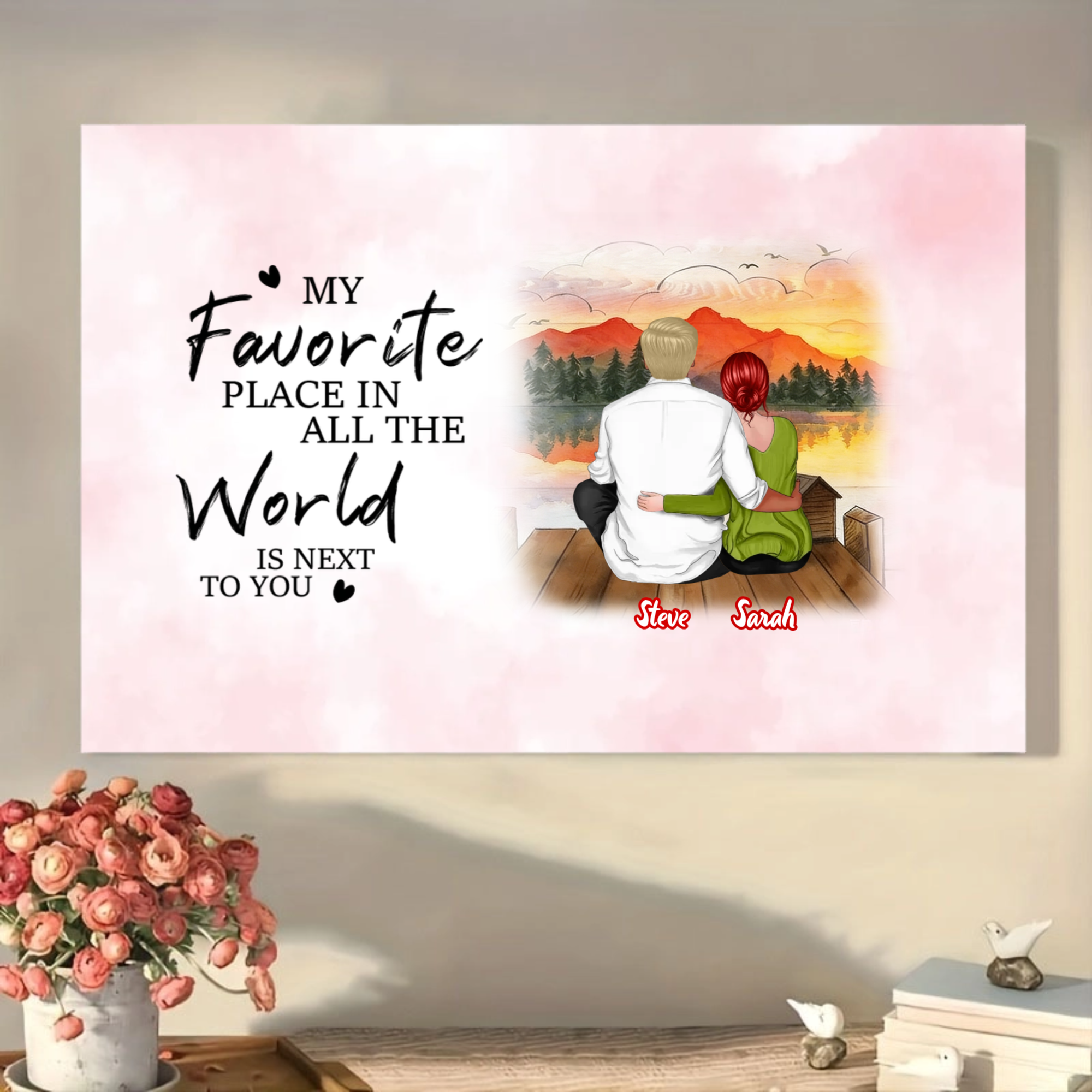 Couple Photo or Avatar Personalized Poster, Romantic Home Decor, Gift for Couples, Friends, Family, Perfect for Anniversary, Wedding, Valentine's Day