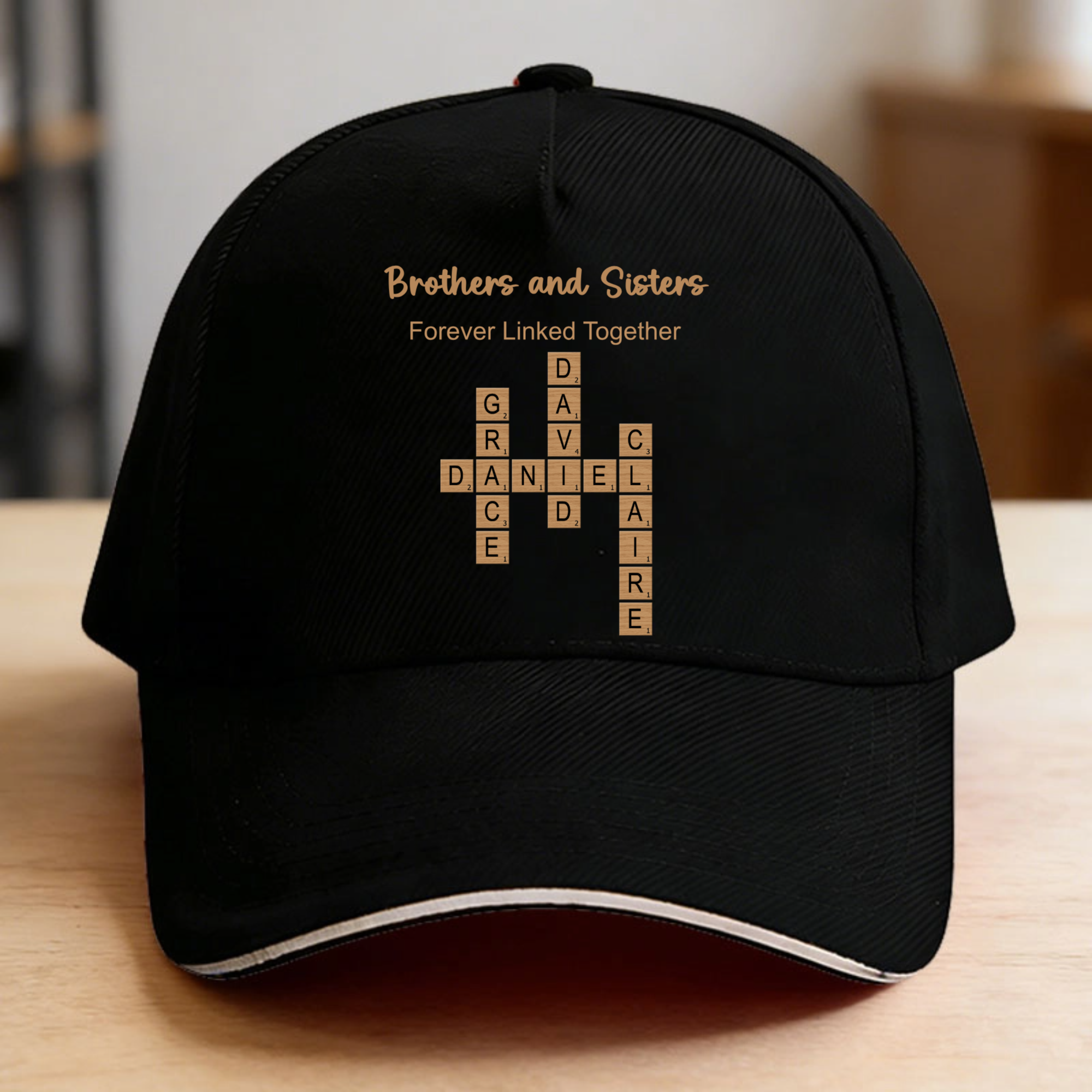 Personalized Name Crossed Hat, Gift for Brothers, Sisters, Siblings, Perfect for Family Reunion, Birthday, Christmas Celebration