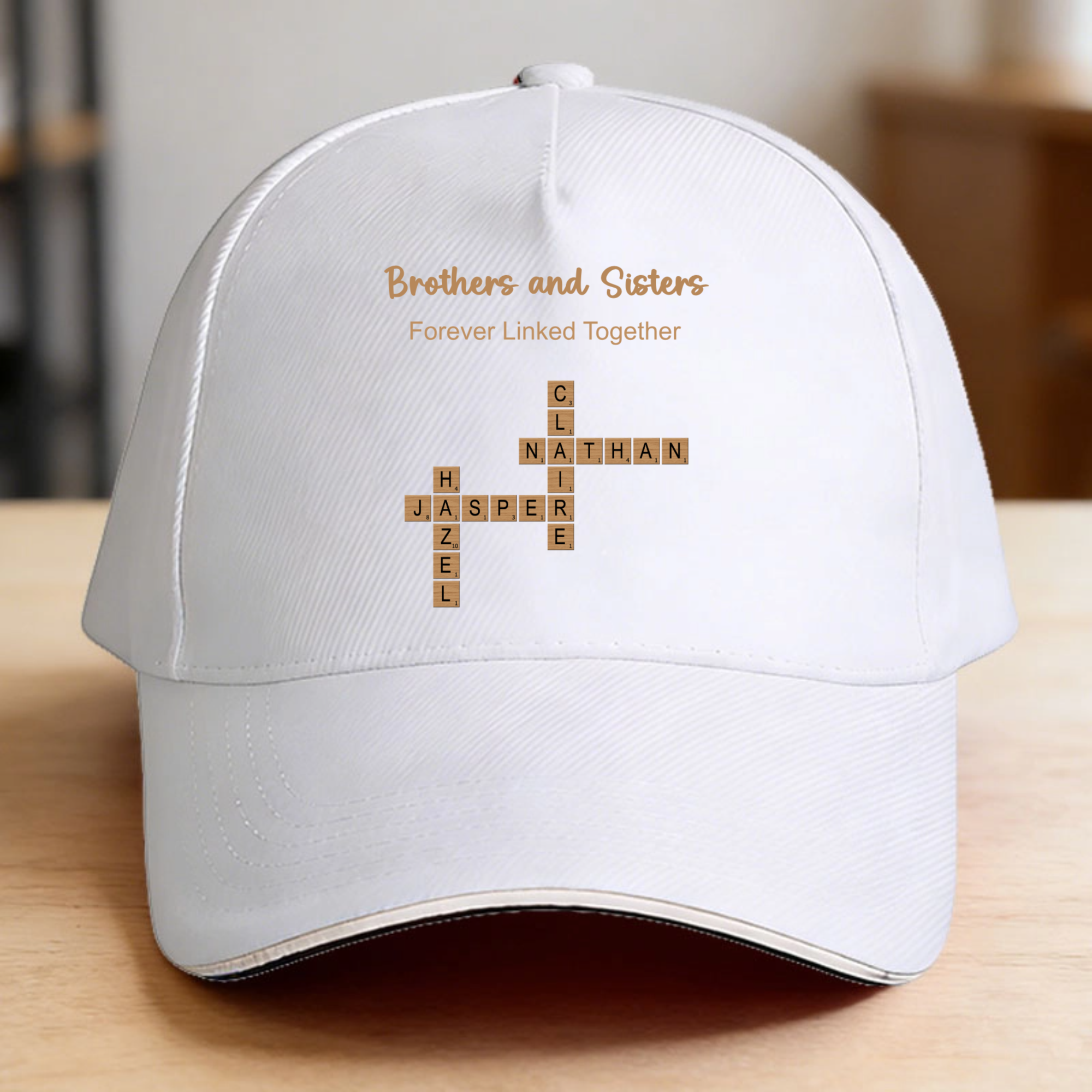 Personalized Name Crossed Hat, Gift for Brothers, Sisters, Siblings, Perfect for Family Reunion, Birthday, Christmas Celebration