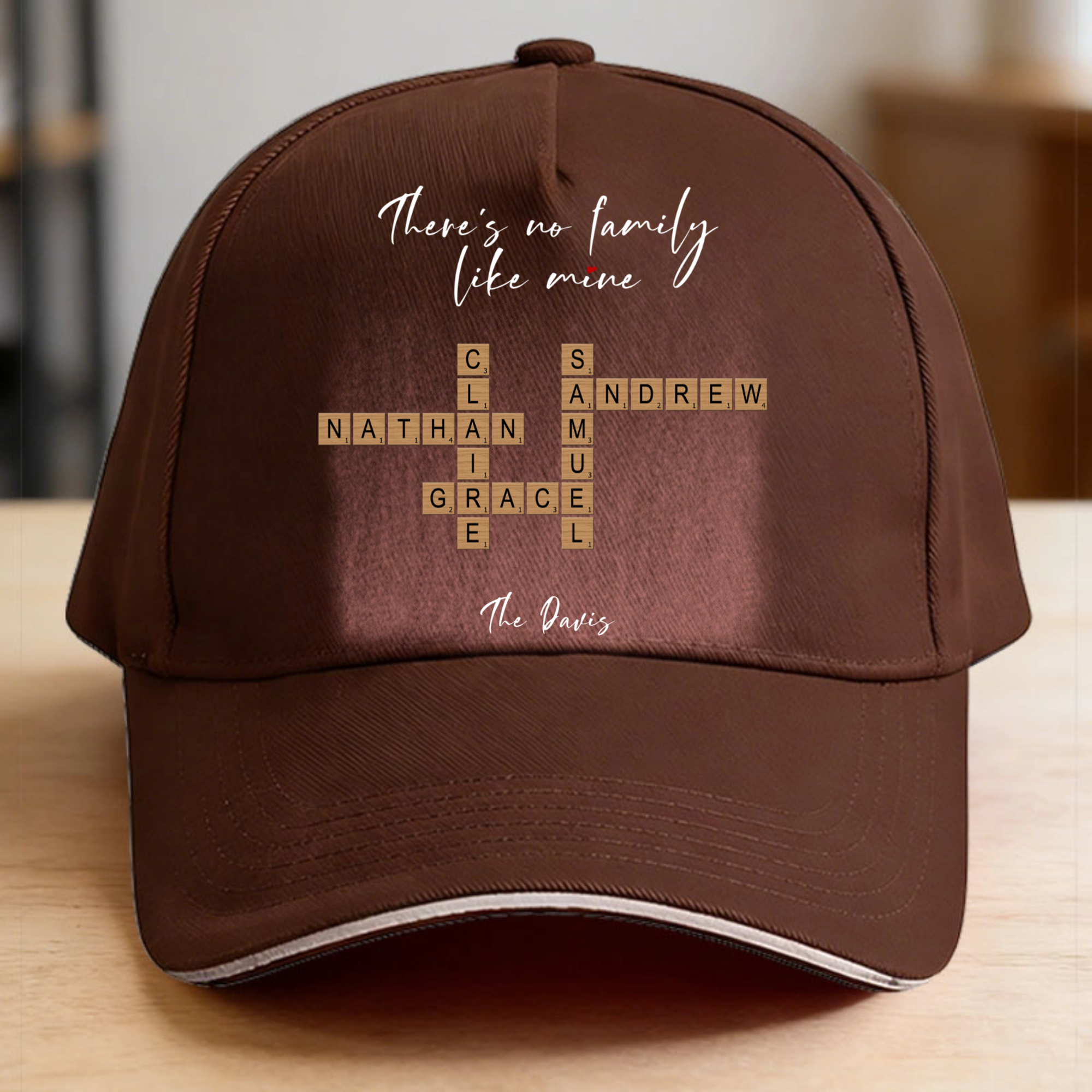 Family Crossword Cotton Baseball Cap, Gift for Family, Perfect for Reunion, Birthday, Christmas