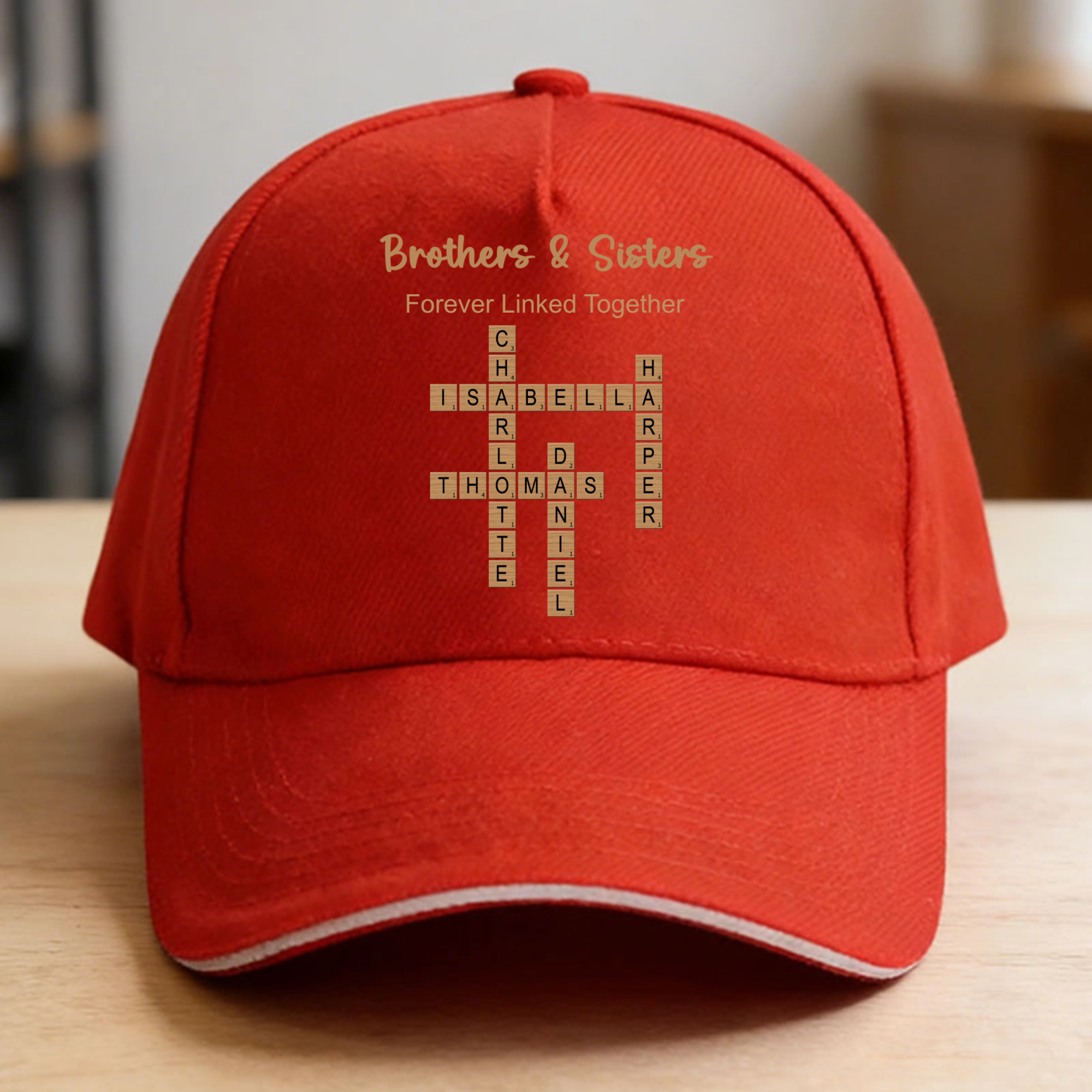 Brothers & Sisters Crossword Hat, Gift for Siblings, Perfect for Family Reunion, Birthday, Christmas