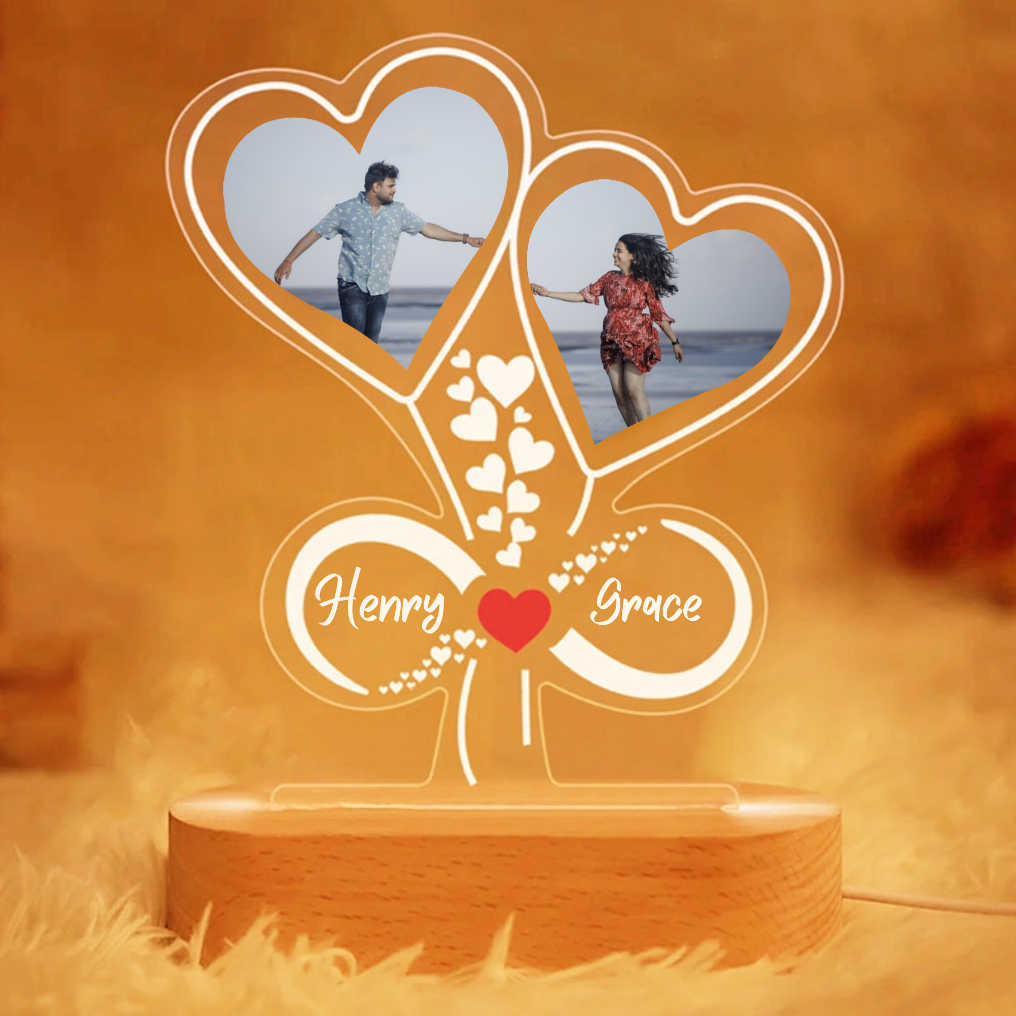 The Heartwood Tree Personalized Night Light, Romantic Couples Gift, Anniversary And Valentine's Day Present